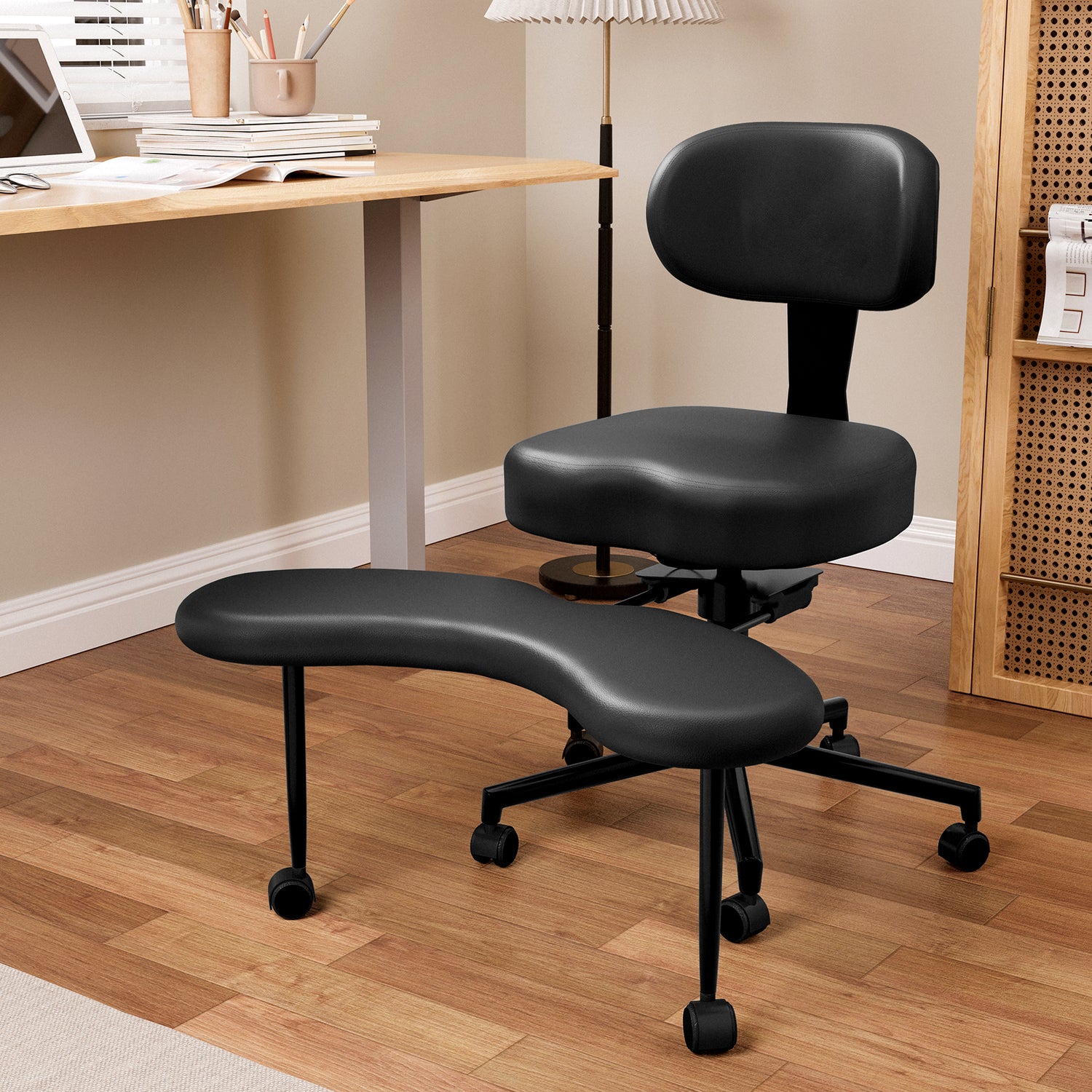 LAUSAINT HOME Meditation Yoga Chair with Wheels, ADHD Chair For Adults With Adjustable Back Support