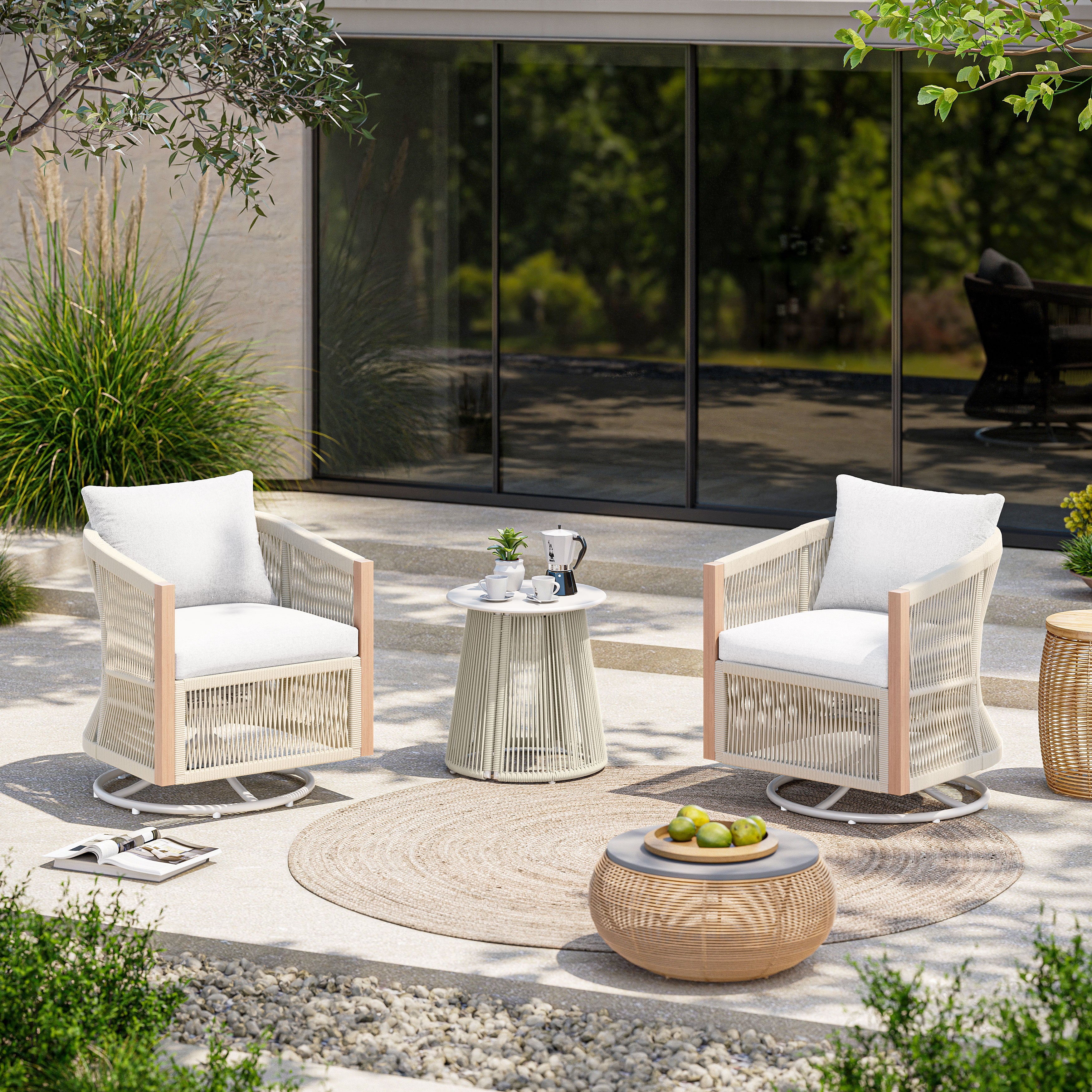 LAUSAINT HOME 3-Piece Outdoor Swivel Rocking Bistro Set