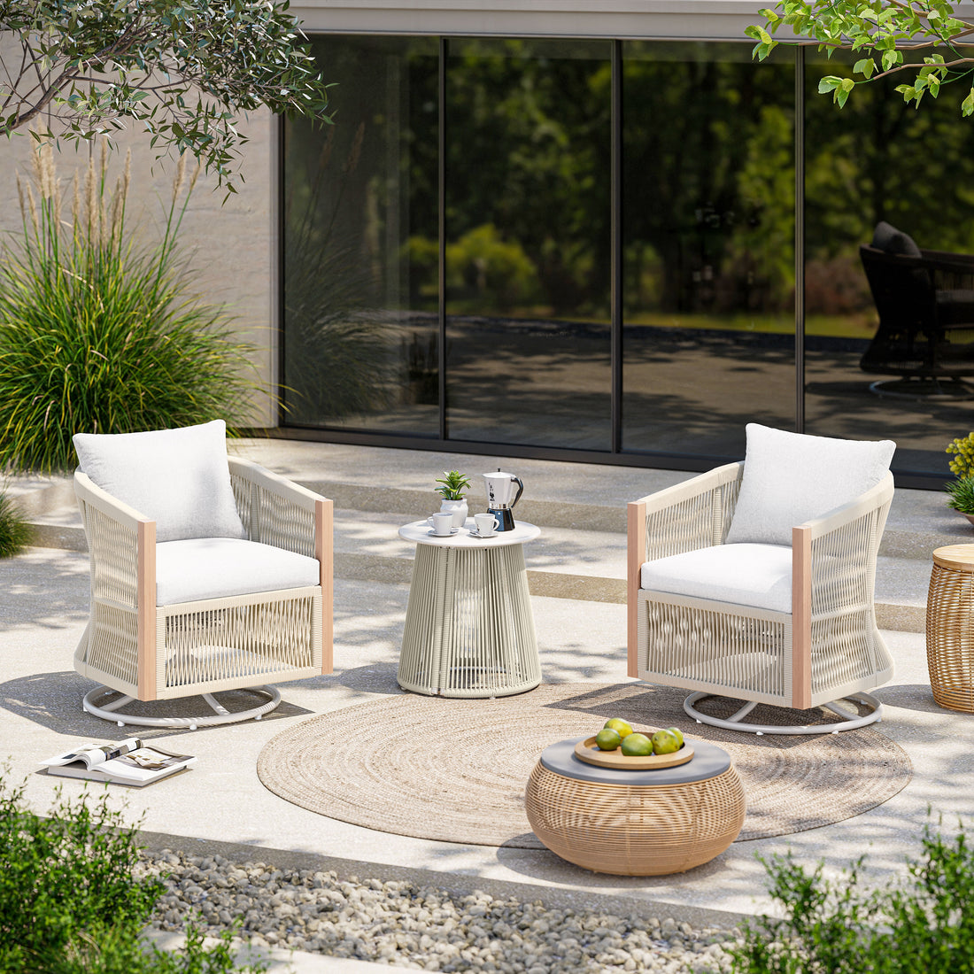 LAUSAINT HOME 3-Piece Outdoor Swivel Rocking Bistro Set