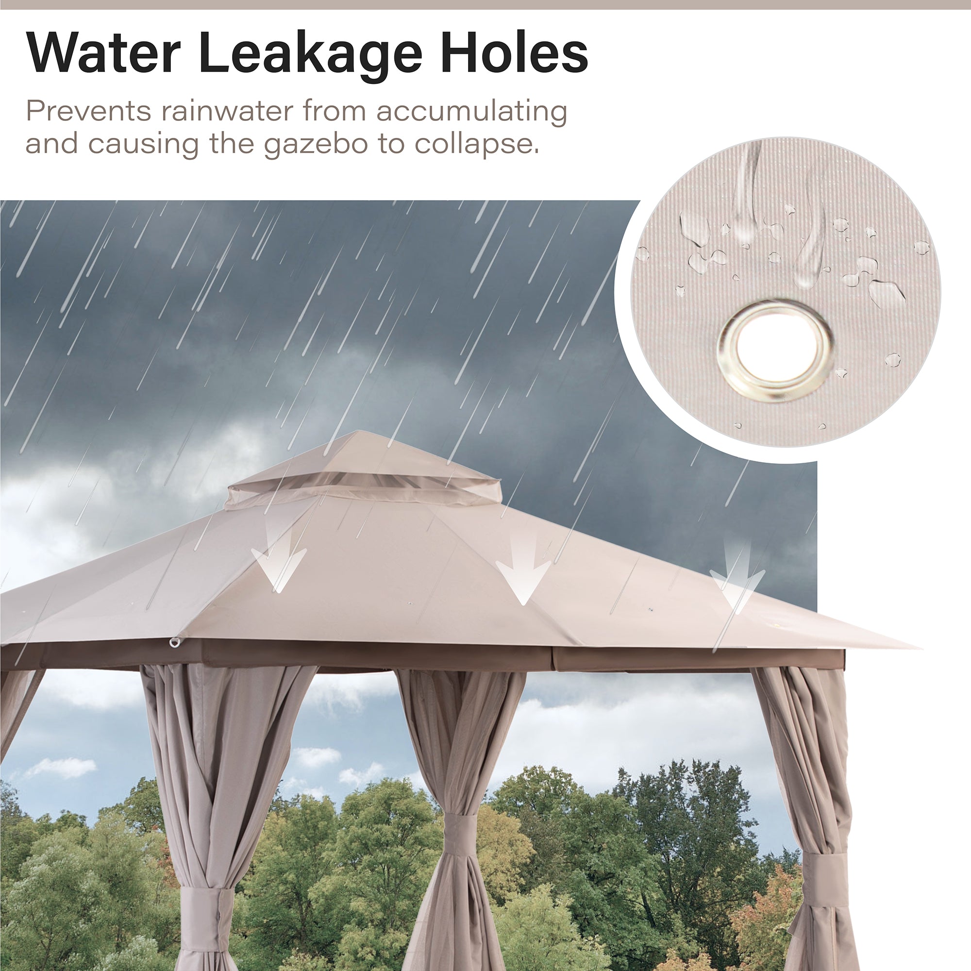 Canopy and Privacy Curtain For Lausaint Home Gazebo