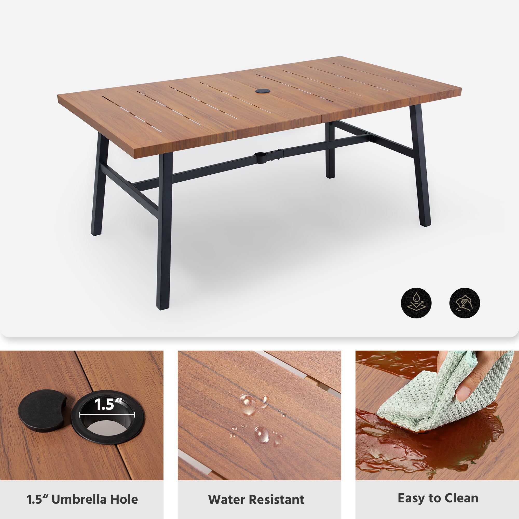 LAUSAINT HOME 7 Pieces Outdoor Rattan Patio Dining Set