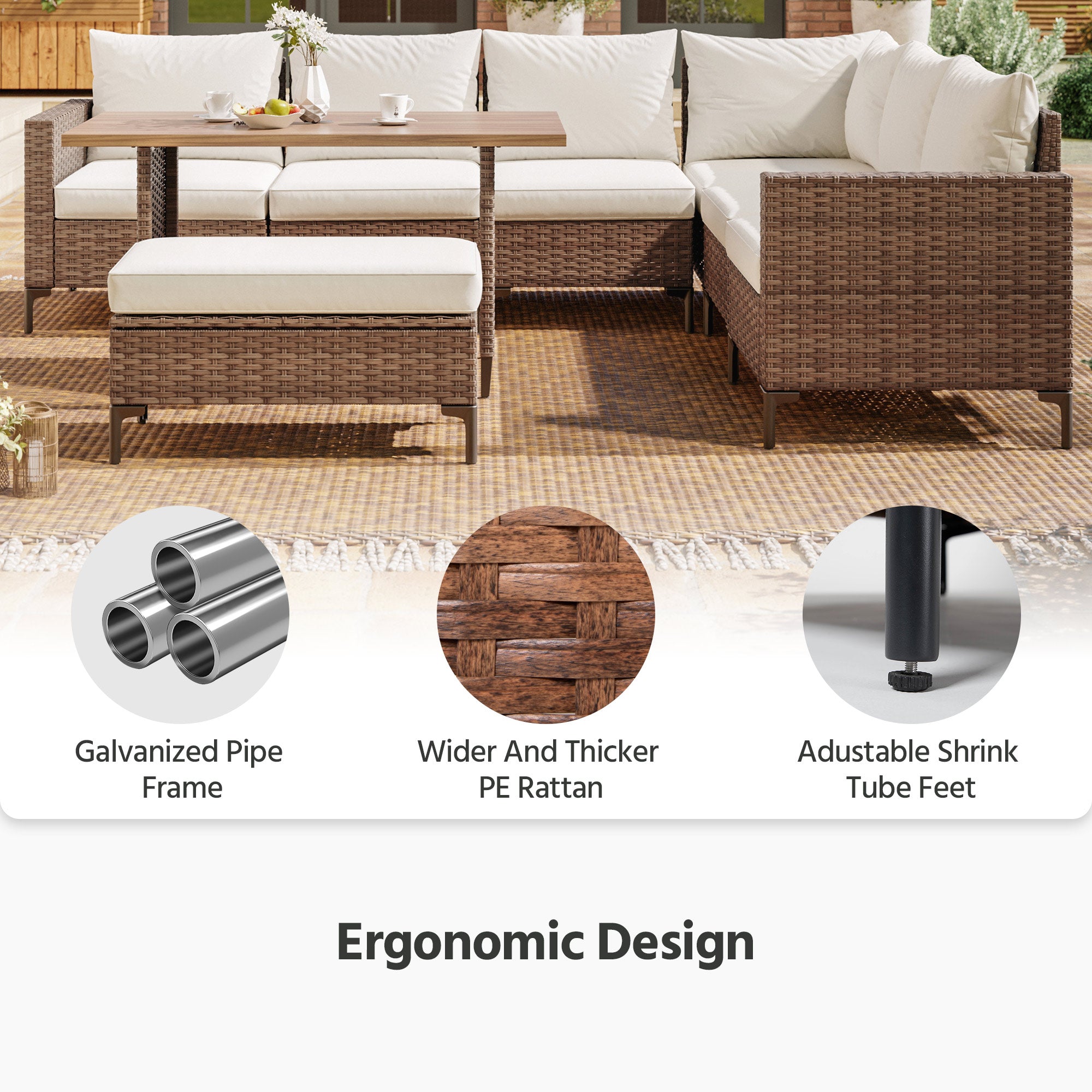 LAUSAINT HOME 8 Pieces Outdoor Patio Furniture Sets