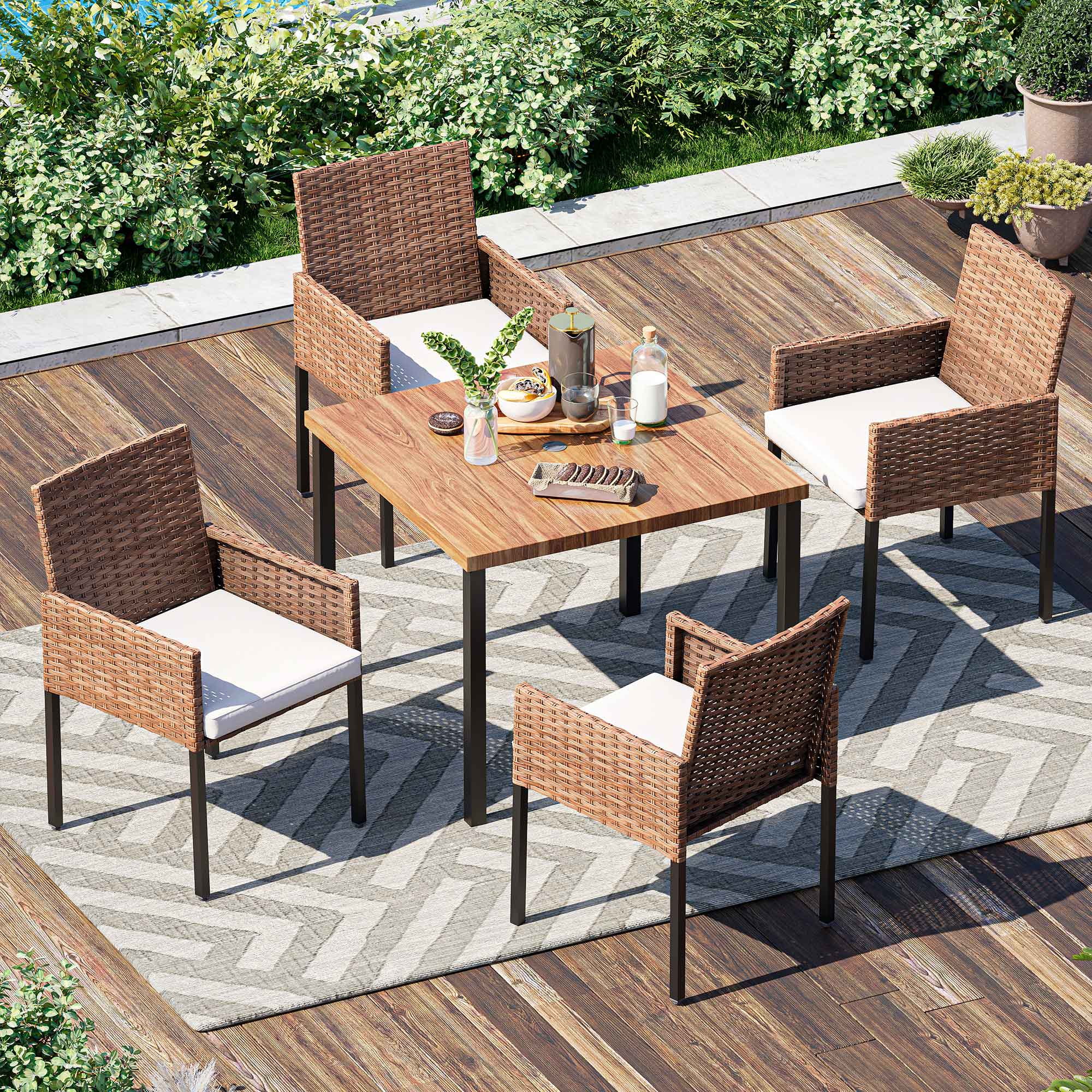 5 Pieces Wicker Dining Set