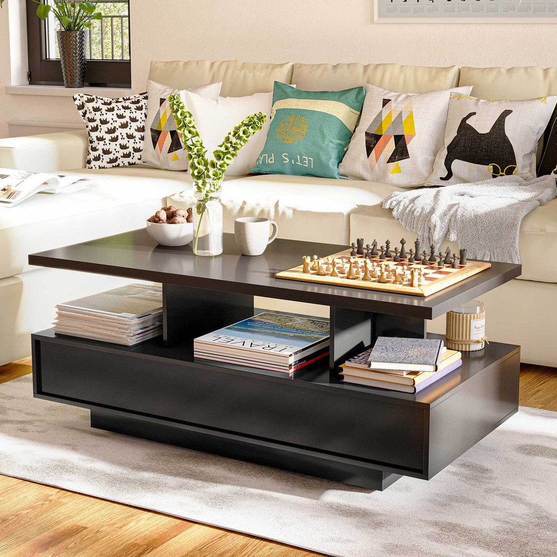 LAUSAINT HOME Indoor Modern LED Coffee Table with Remote & App Control