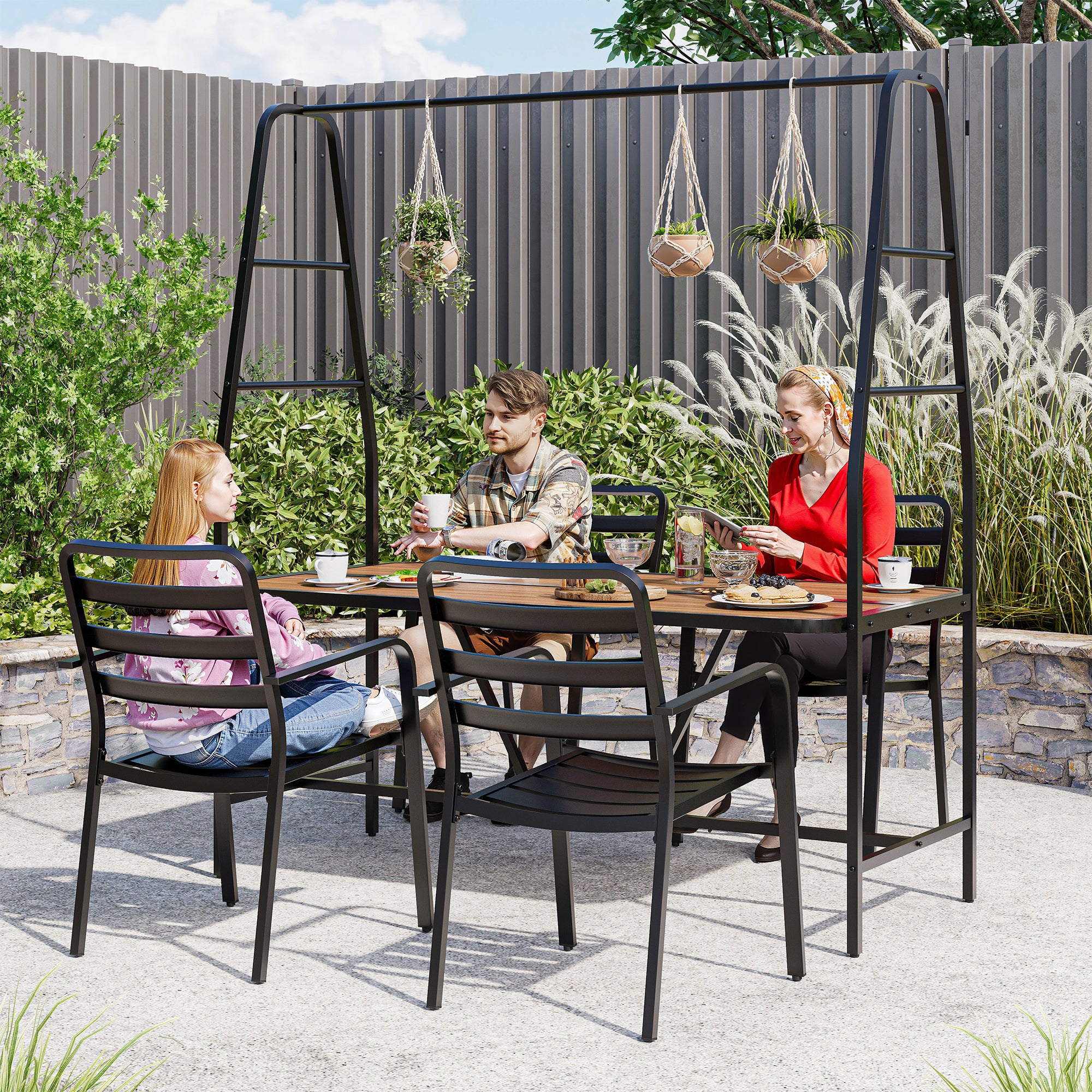 LAUSAINT HOME Christmas A-Frame Outdoor Dining Table Set for 4 with 4 Hooks