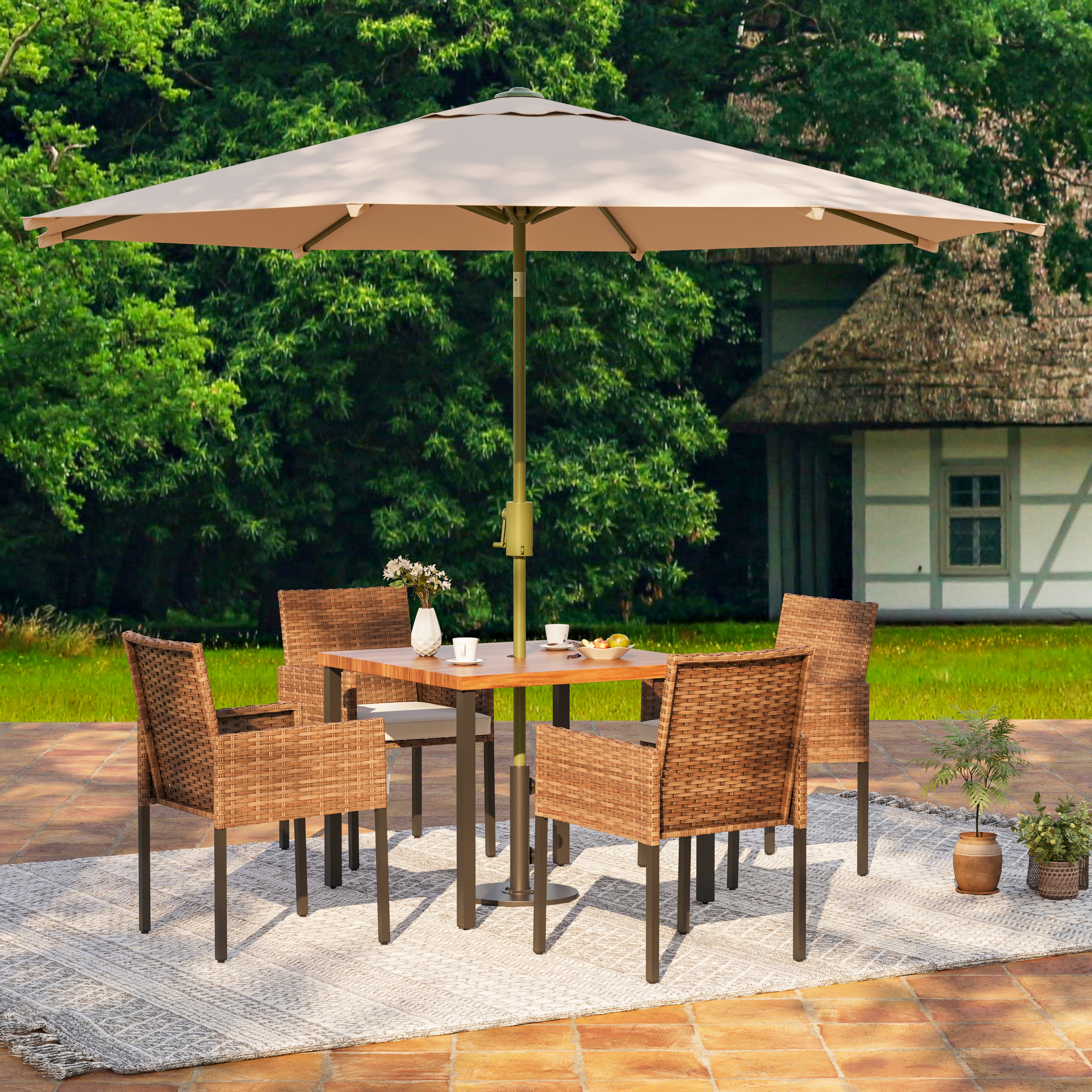 LAUSAINT HOME 5 Pieces Wicker Dining Set