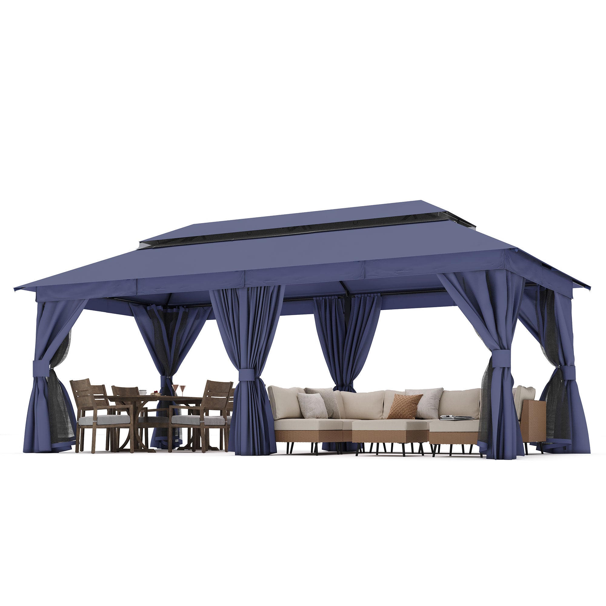 LAUSAINT HOME Semi-Permanent Outdoor Patio Gazebo 10&