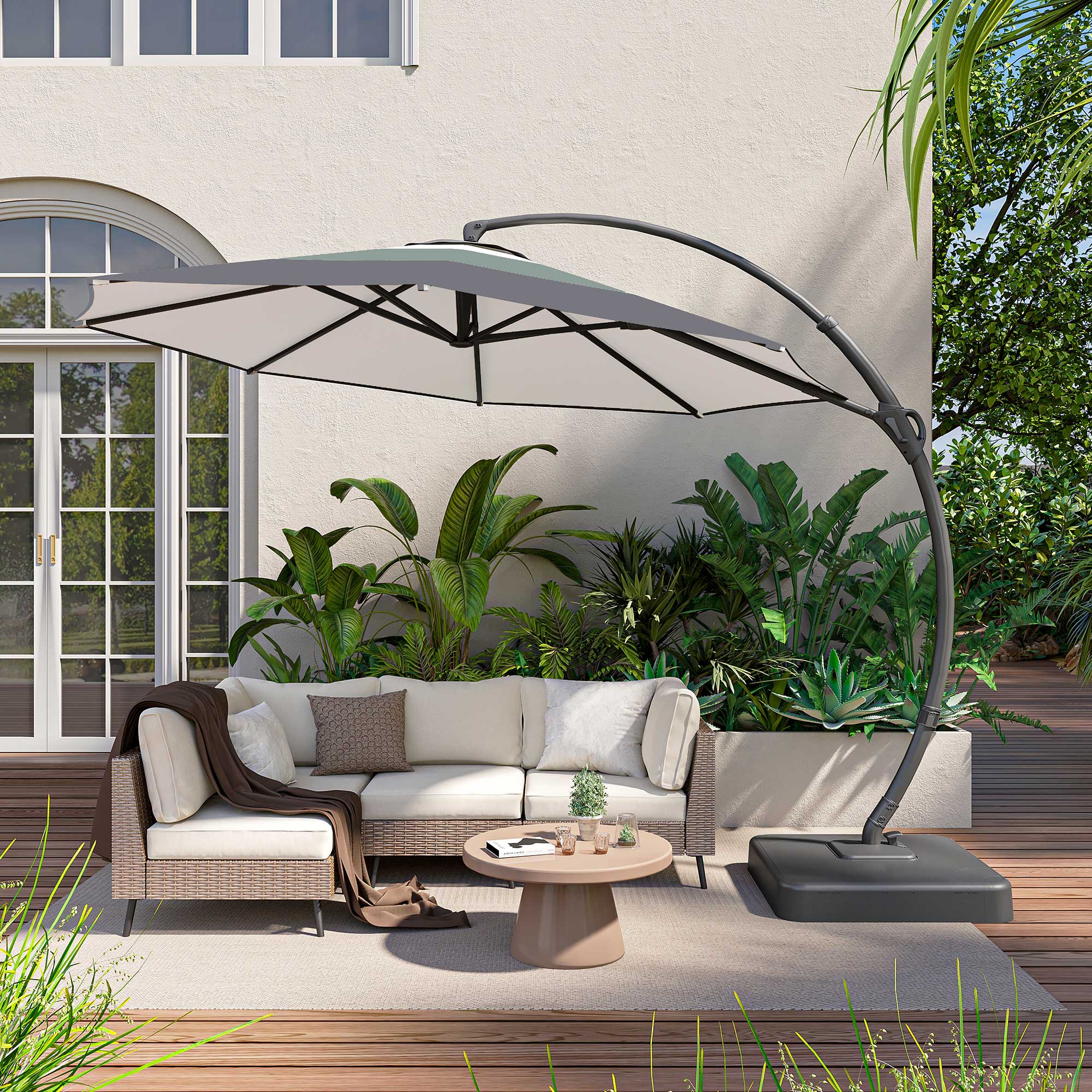 LAUSAINT HOME 11 FT Gradient Patio Cantilever Umbrella with Base