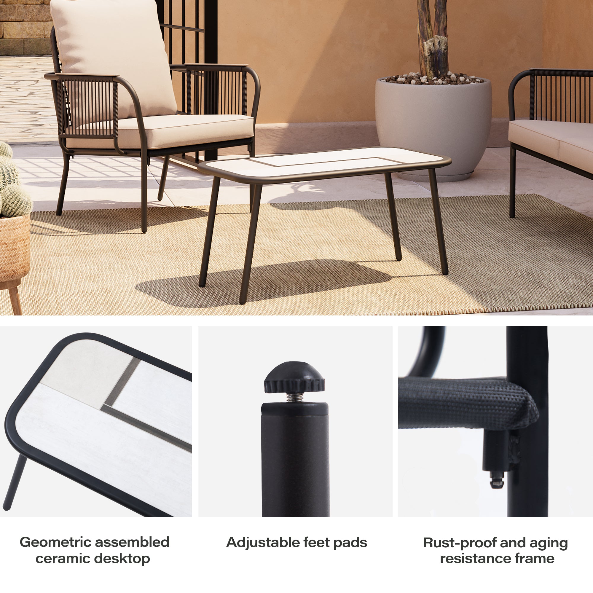 LAUSAINT HOME 4-Piece Quick Installation Outdoor Patio Set