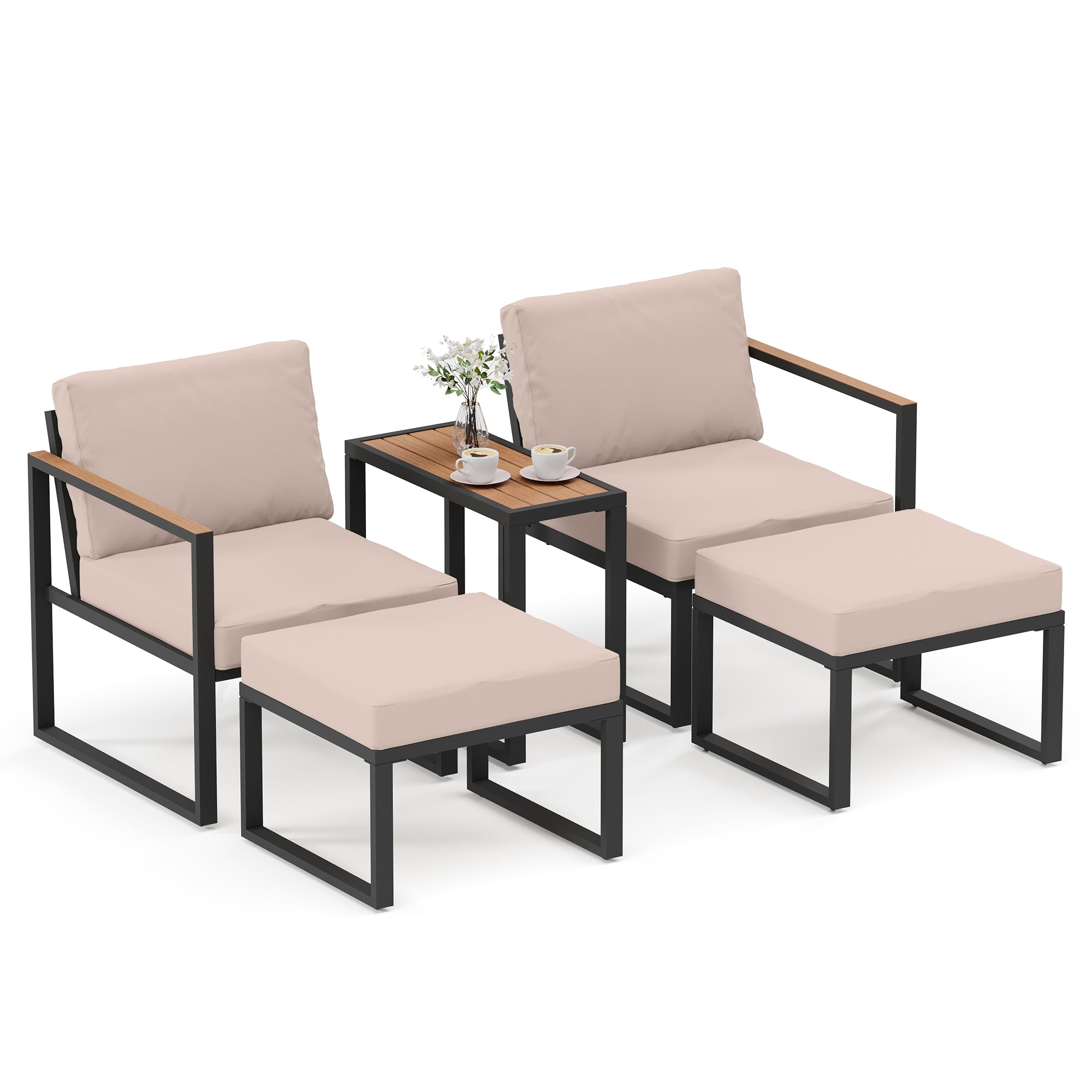 LAUSAINT HOME 5 Pieces Outdoor Metal Conversation Set