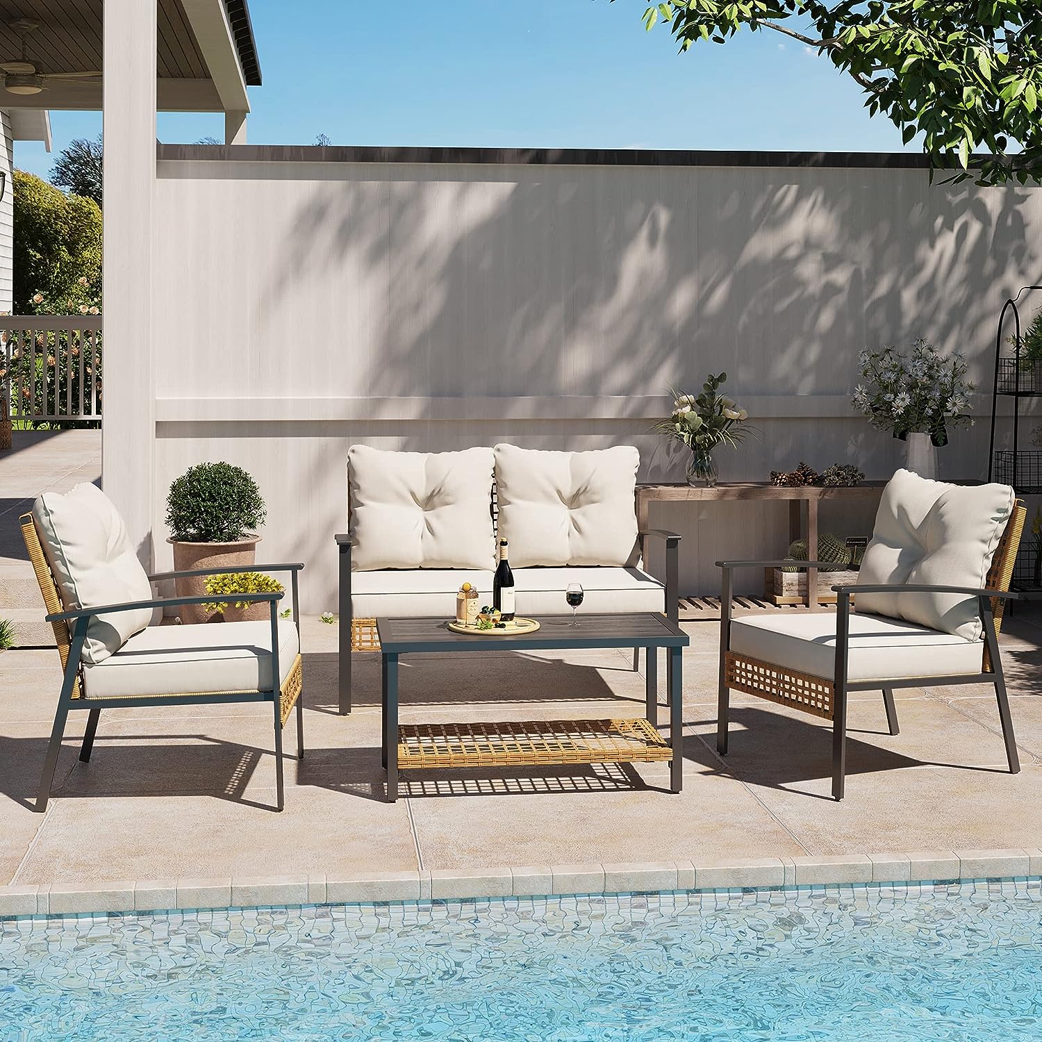 LAUSAINT HOME 4-piece Rattan Conversation Set