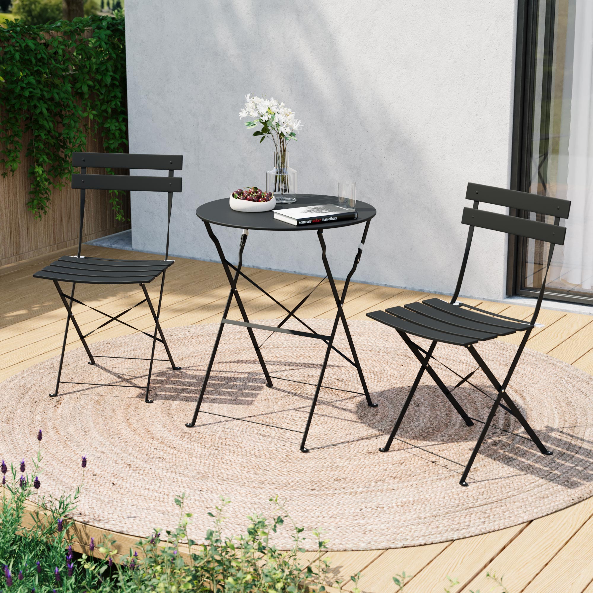 LAUSAINT HOME 3-Piece Folding Bistro Set Outdoor/Indoor Conversation Set for Patio