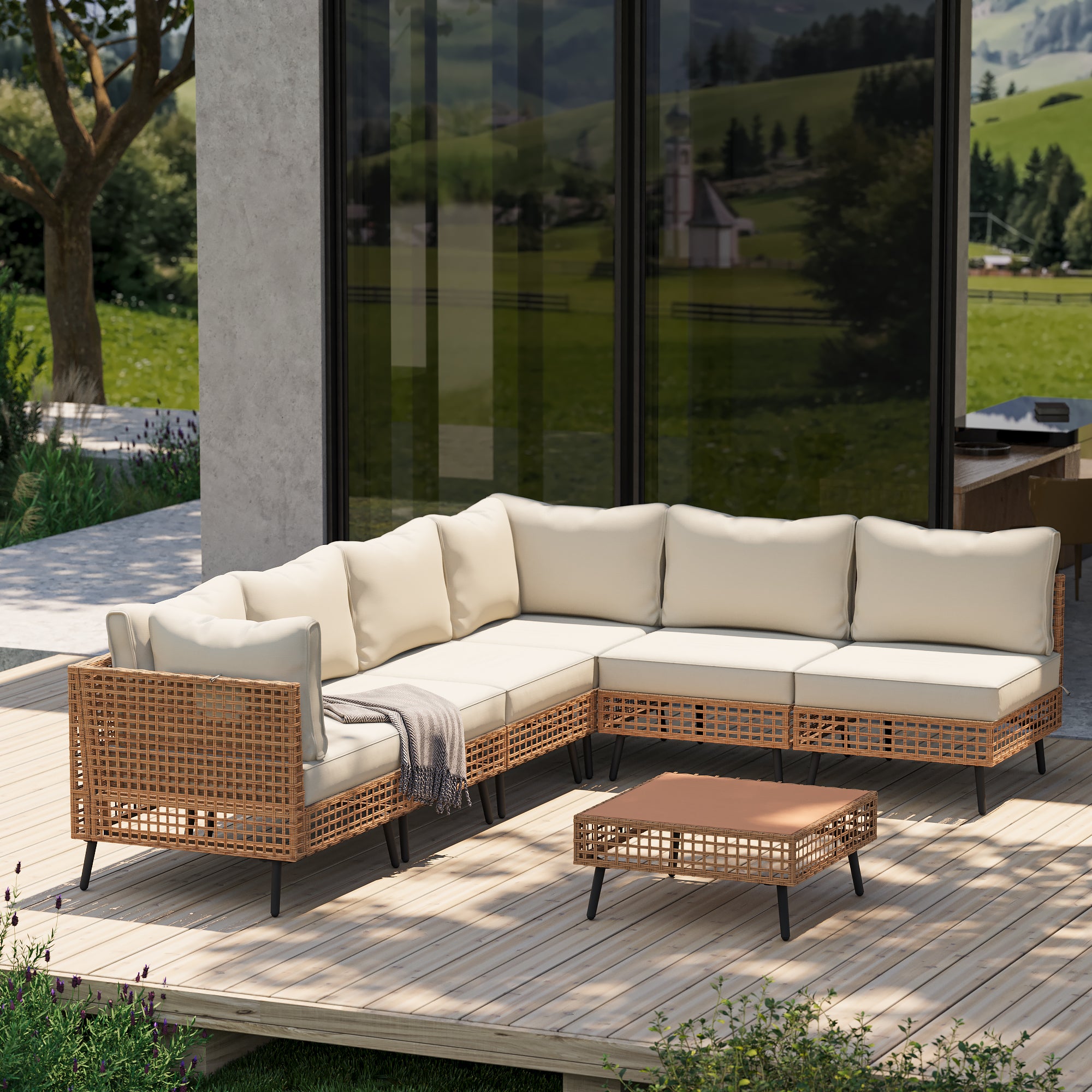 LAUSAINT HOME 7-Piece Wicker Patio Furniture Set