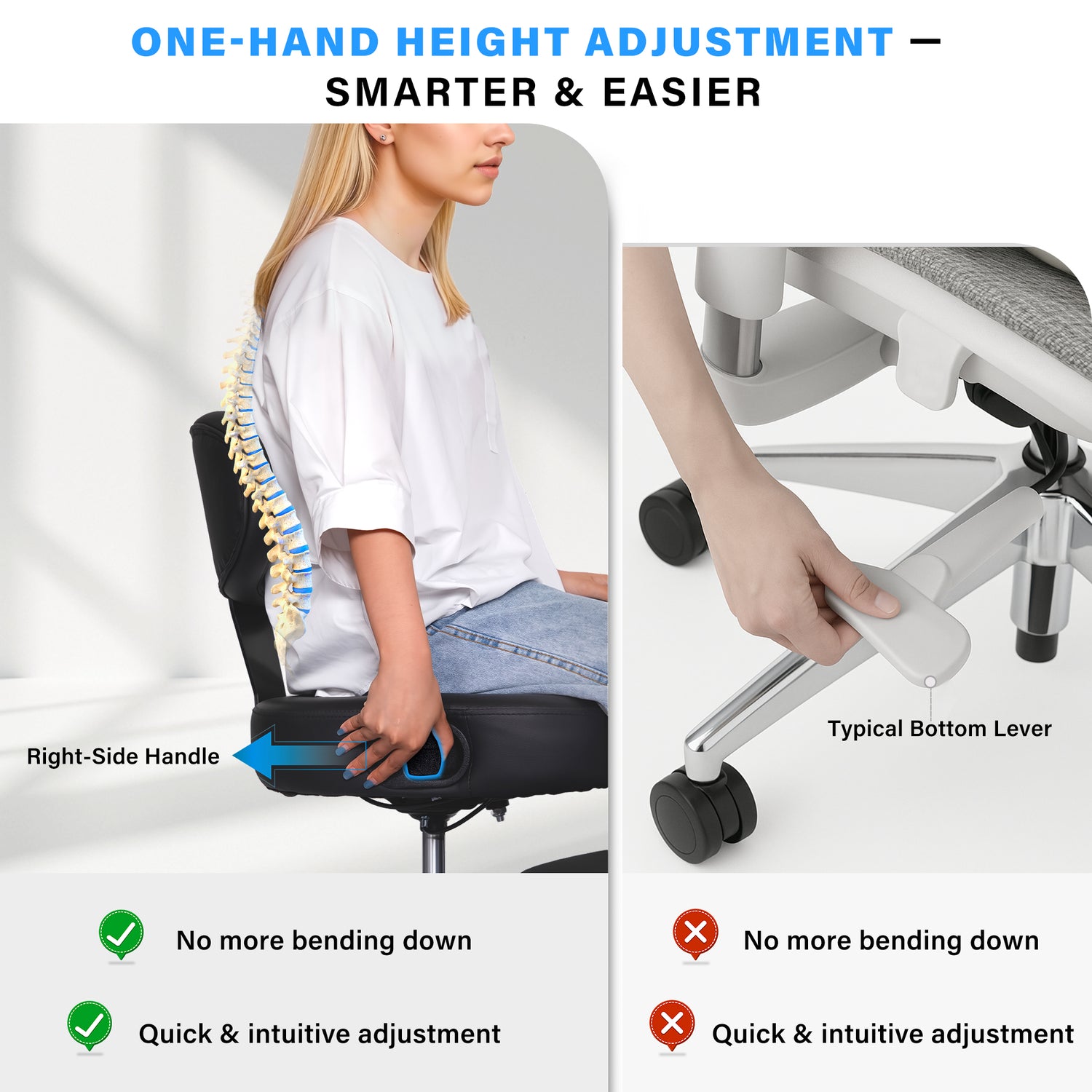 LAUSAINT HOME Meditation Yoga Chair with Wheels, ADHD Chair For Adults With Adjustable Back Support