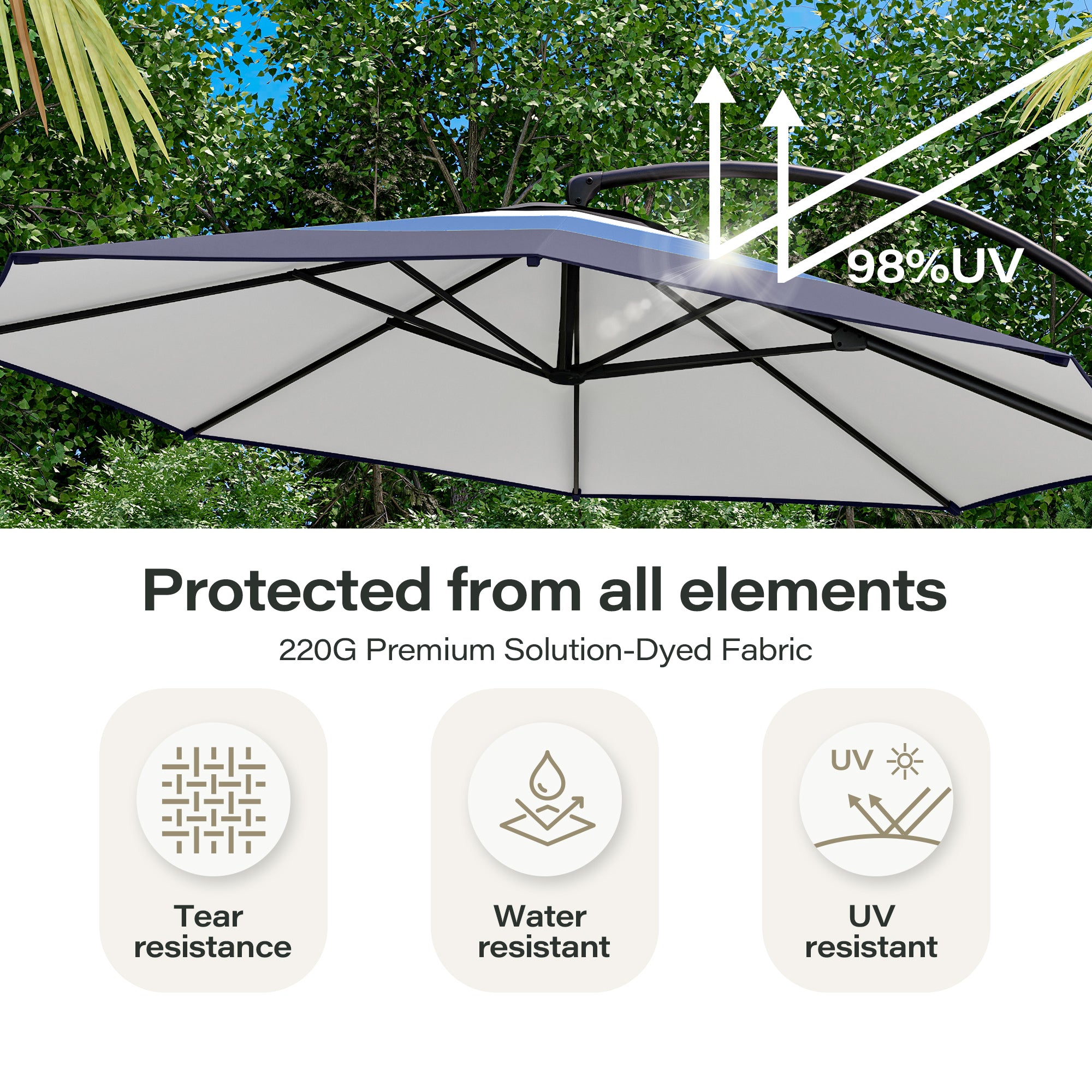 LAUSAINT HOME 11 FT Gradient Patio Cantilever Umbrella with Base