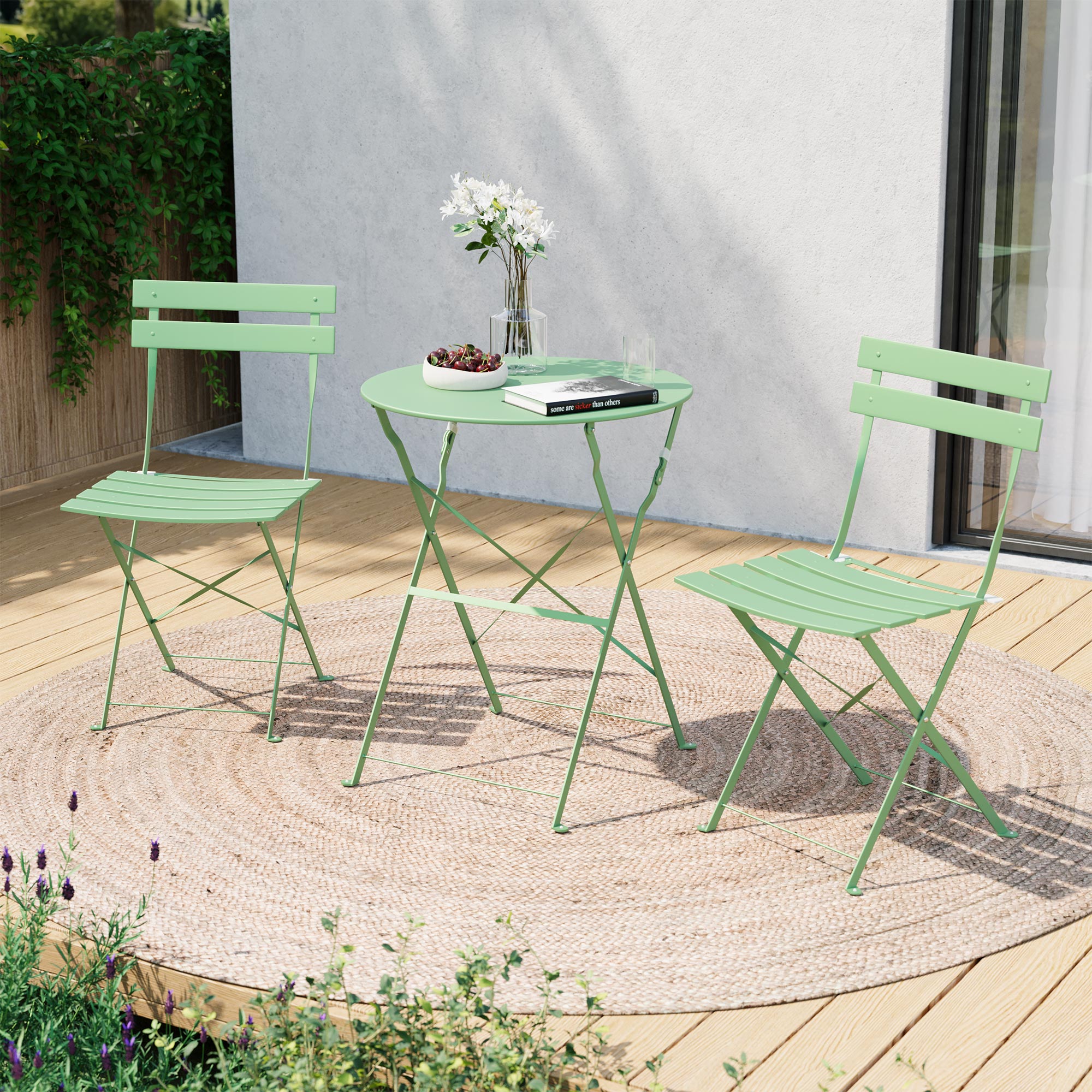 LAUSAINT HOME 3-Piece Folding Bistro Set Outdoor/Indoor Conversation Set for Patio