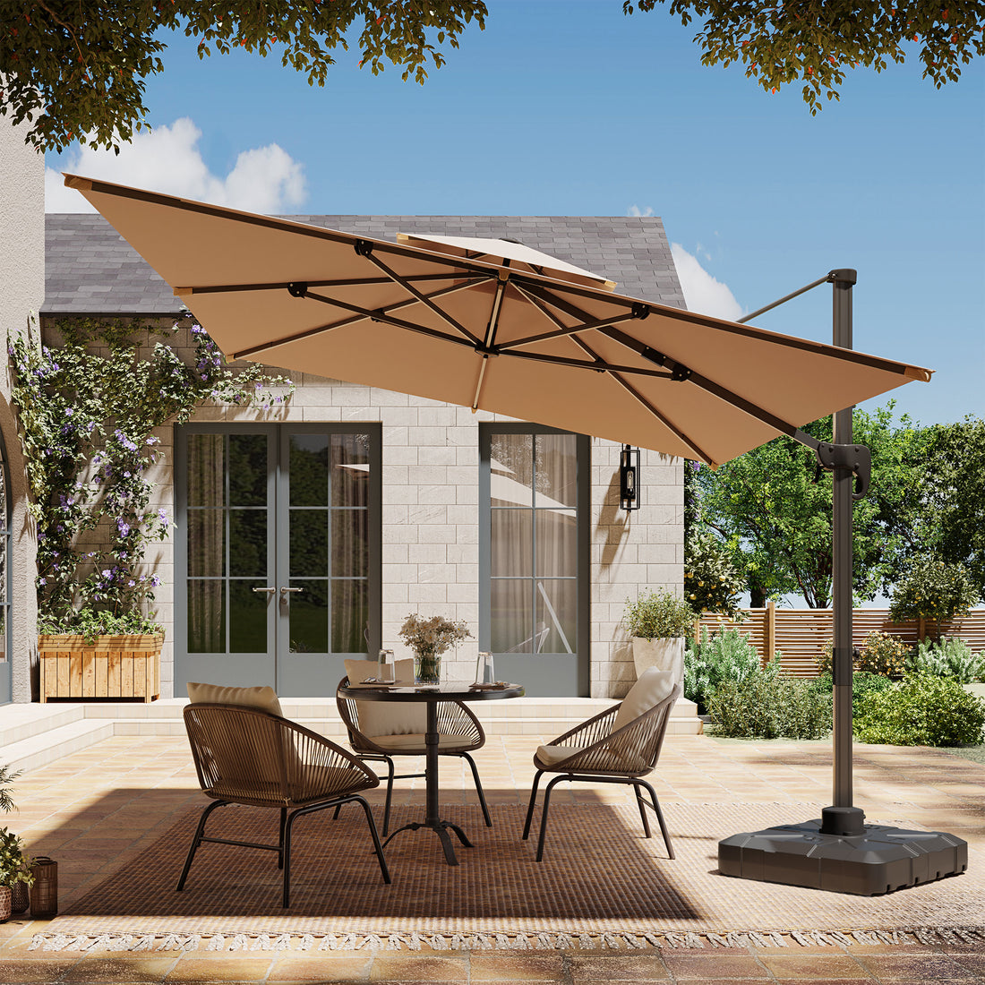 LAUSAINT HOME 9x12FT Rectangular Large Cantilever Umbrella