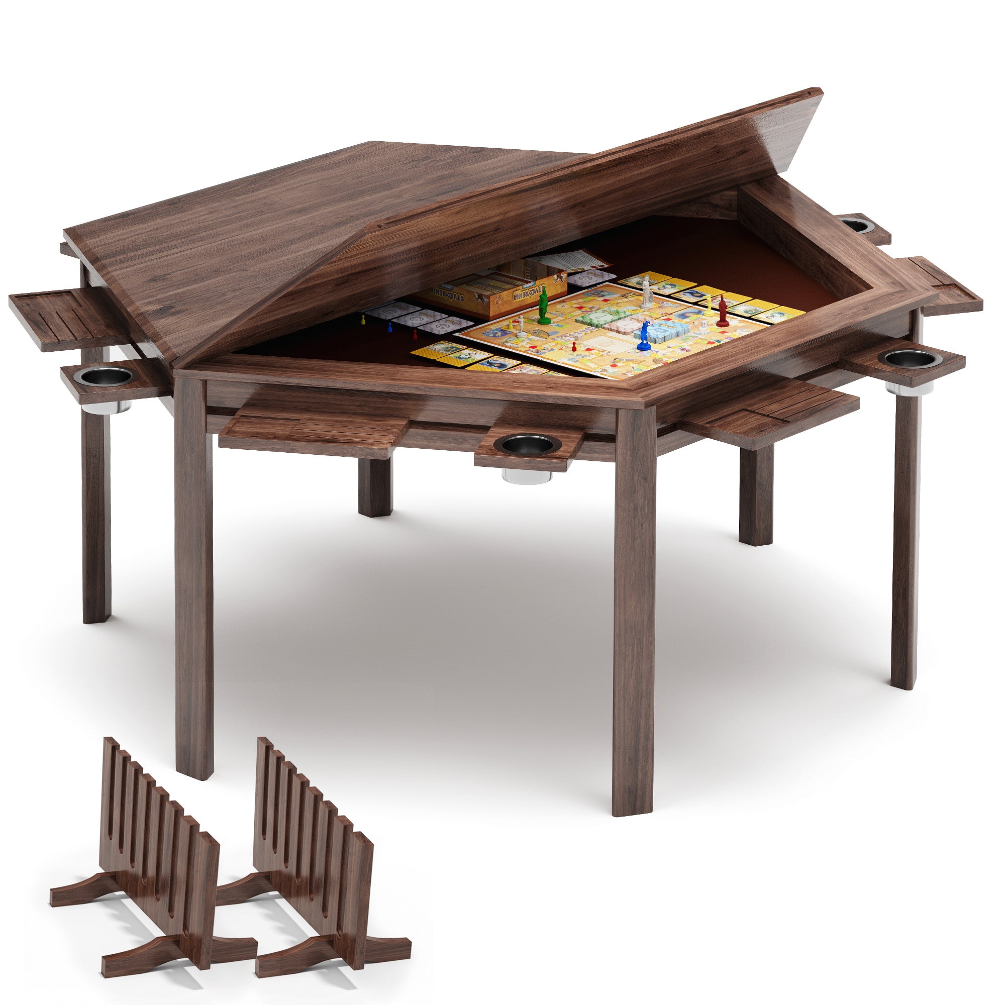 LAUSAINT HOME Hexagon Board Game Table with Removable Table Top, 59” Play Area for 6 Players