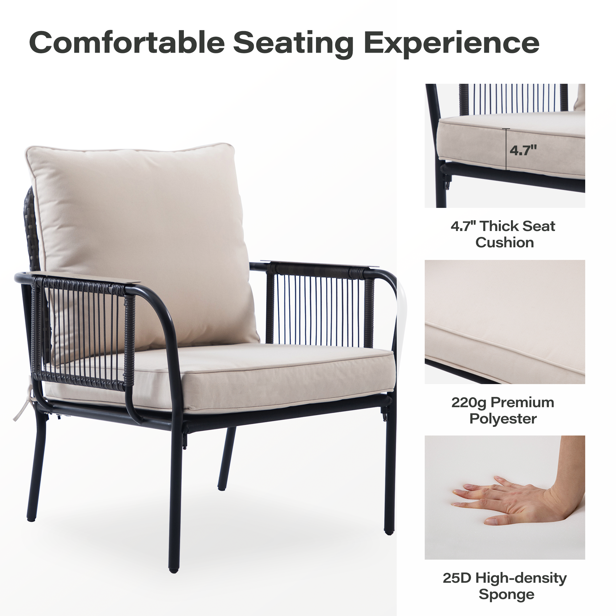 LAUSAINT HOME 4-Piece Quick Installation Outdoor Patio Set