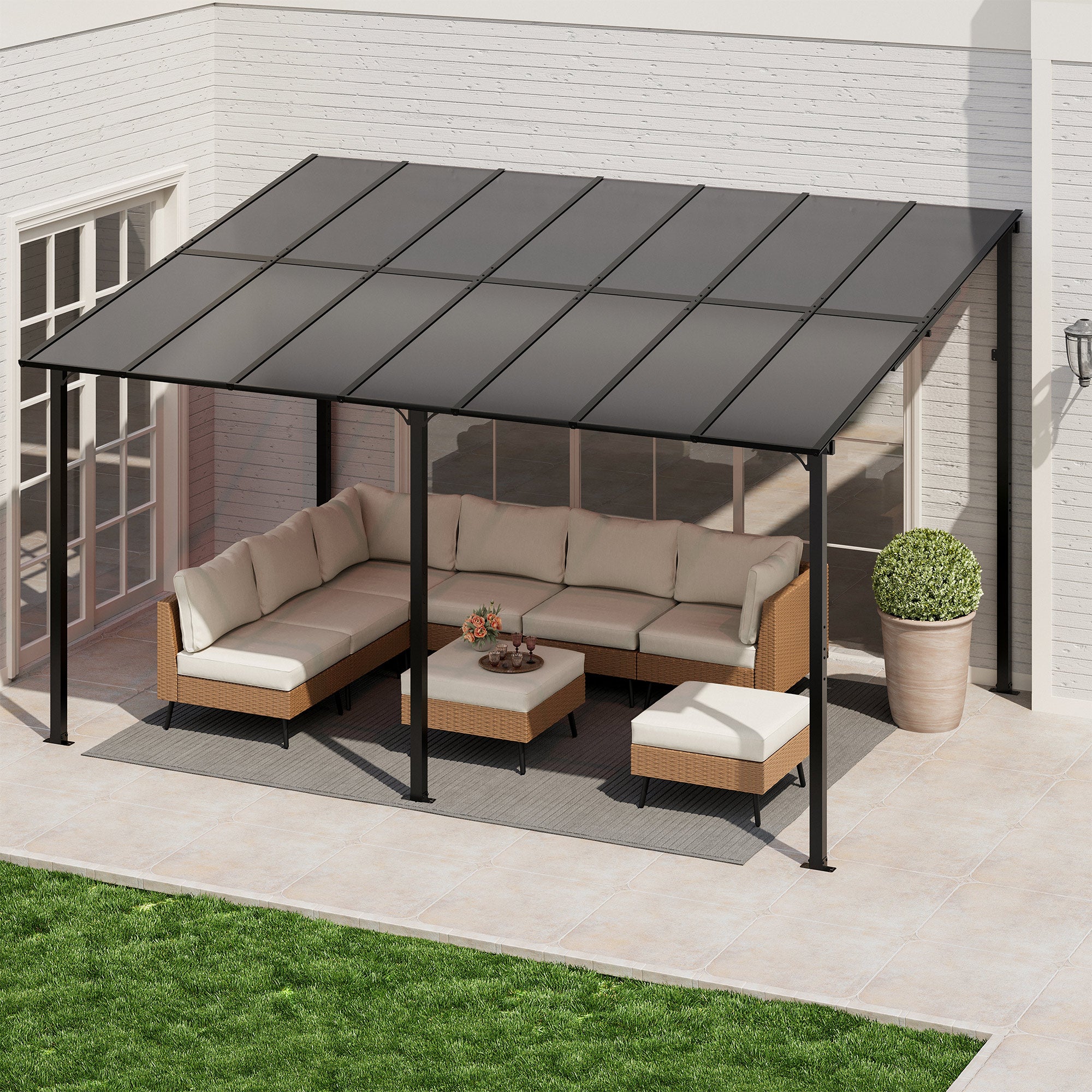 14 Ft. W x 10 Ft. D Aluminum Hardtop Pergola with Canopy