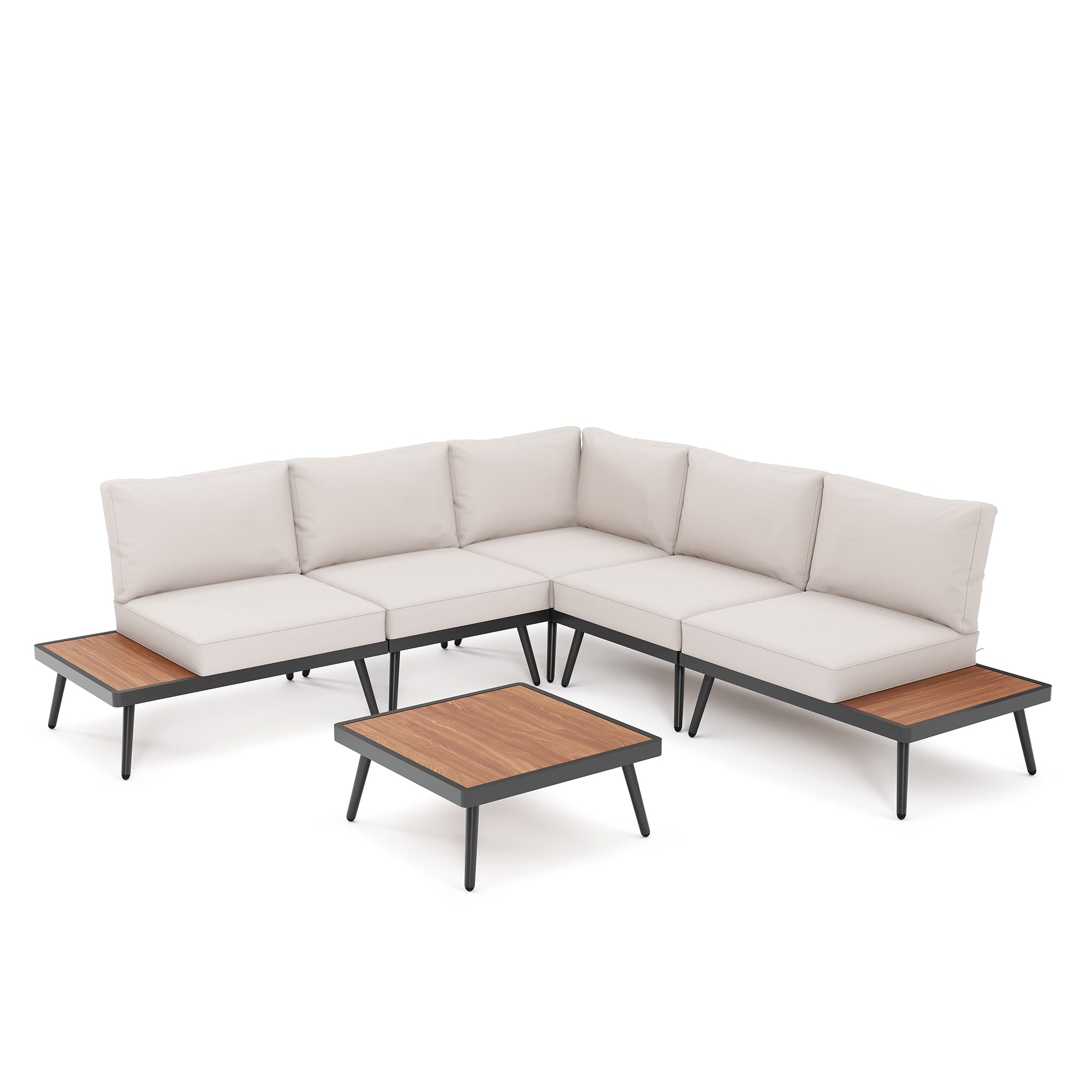 LAUSAINT HOME 6 Pieces Outdoor Sectional Patio Furniture Set with Coffee Top Table