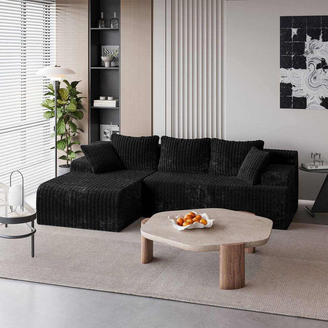 LAUSAINT HOME 96" Modular Cloud Couch Sectional, L-Shaped Boneless Sofa