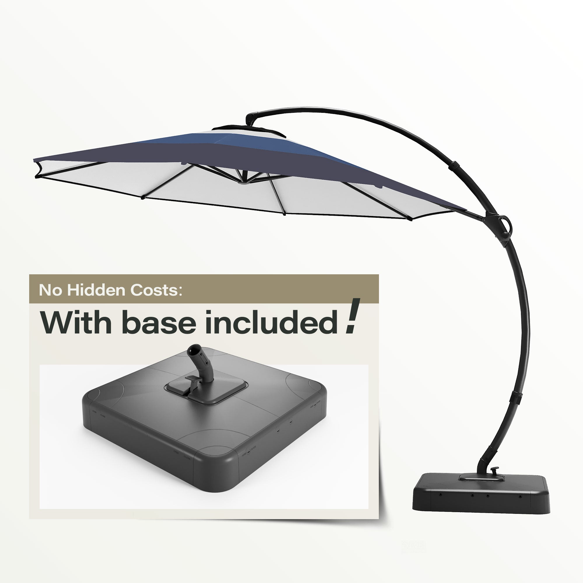 LAUSAINT HOME 11 FT Gradient Patio Cantilever Umbrella with Base