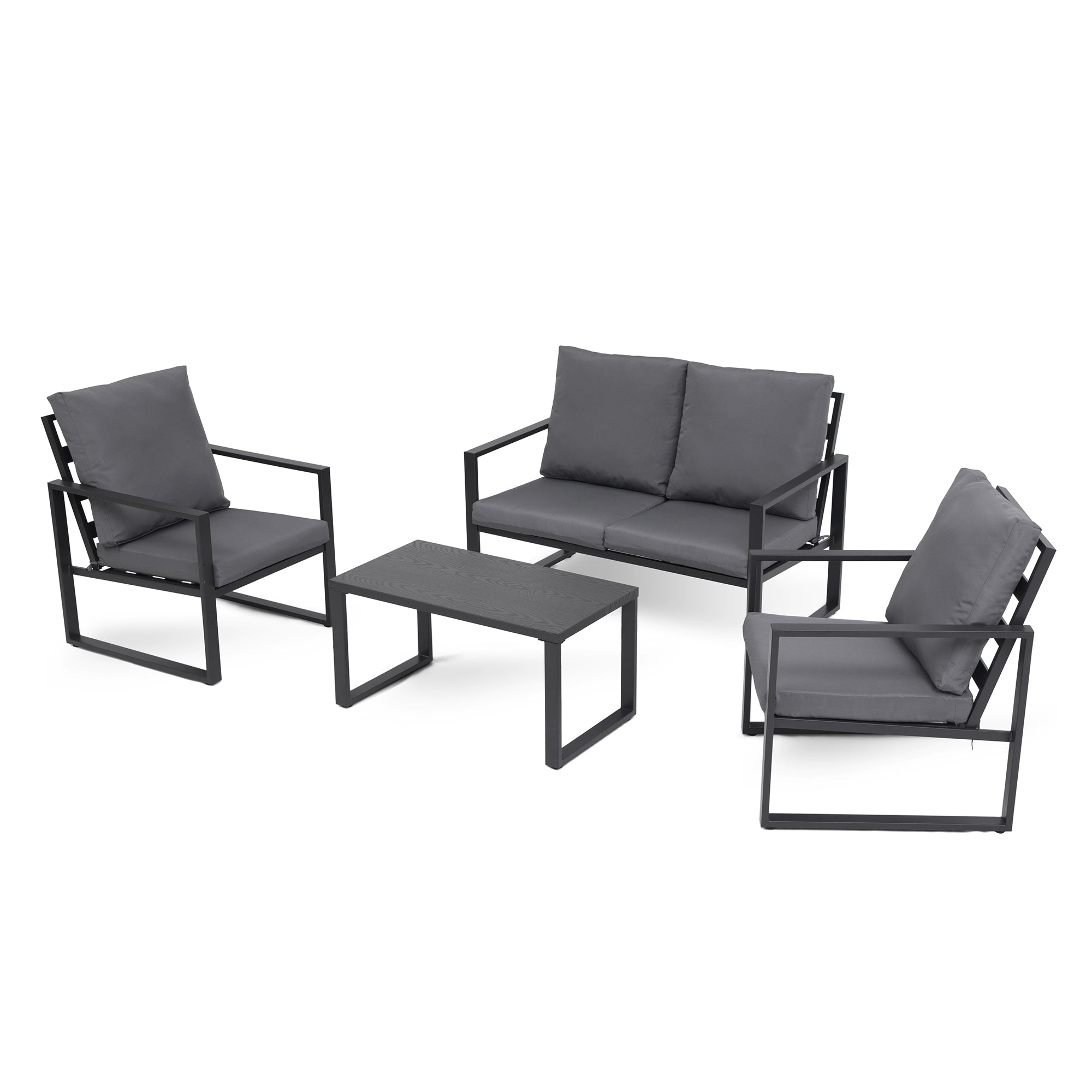 LAUSAINT HOME 4 Pcs Metal Modern Outdoor Conversation Set with 6&