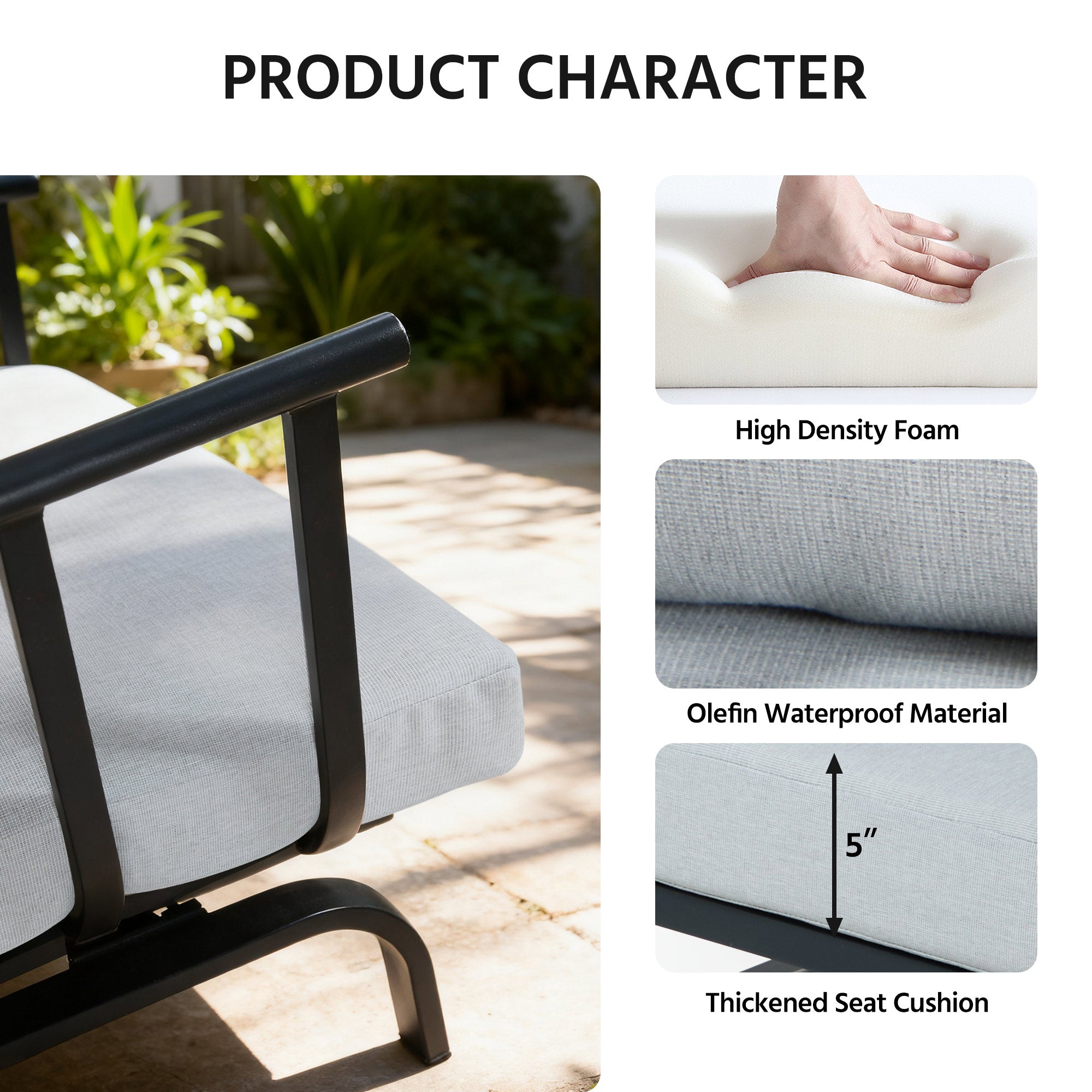 LAUSAINT HOME Modern Patio Bistro Set with 2 Spring Chairs & 1 Ice Bucket Table