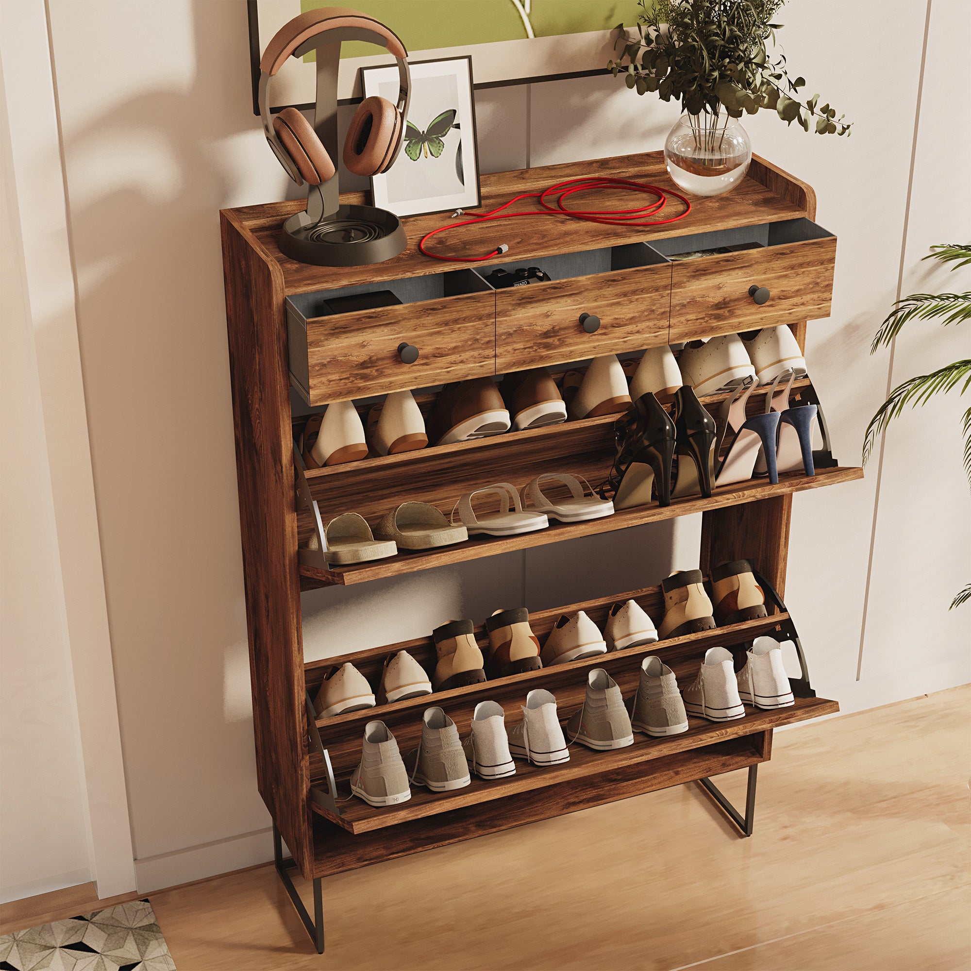 LAUSAINT HOME Shoe Storage Cabinet with Drawers