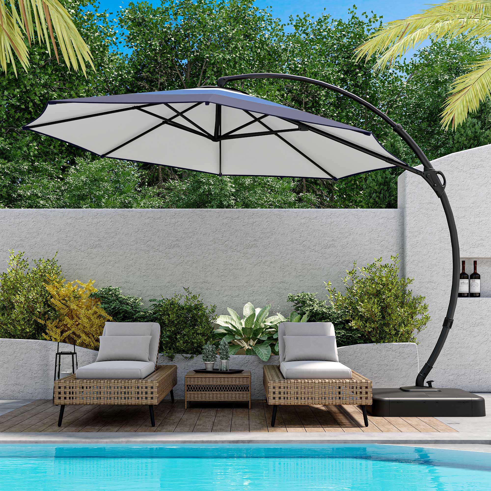 LAUSAINT HOME 11 FT Gradient Patio Cantilever Umbrella with Base