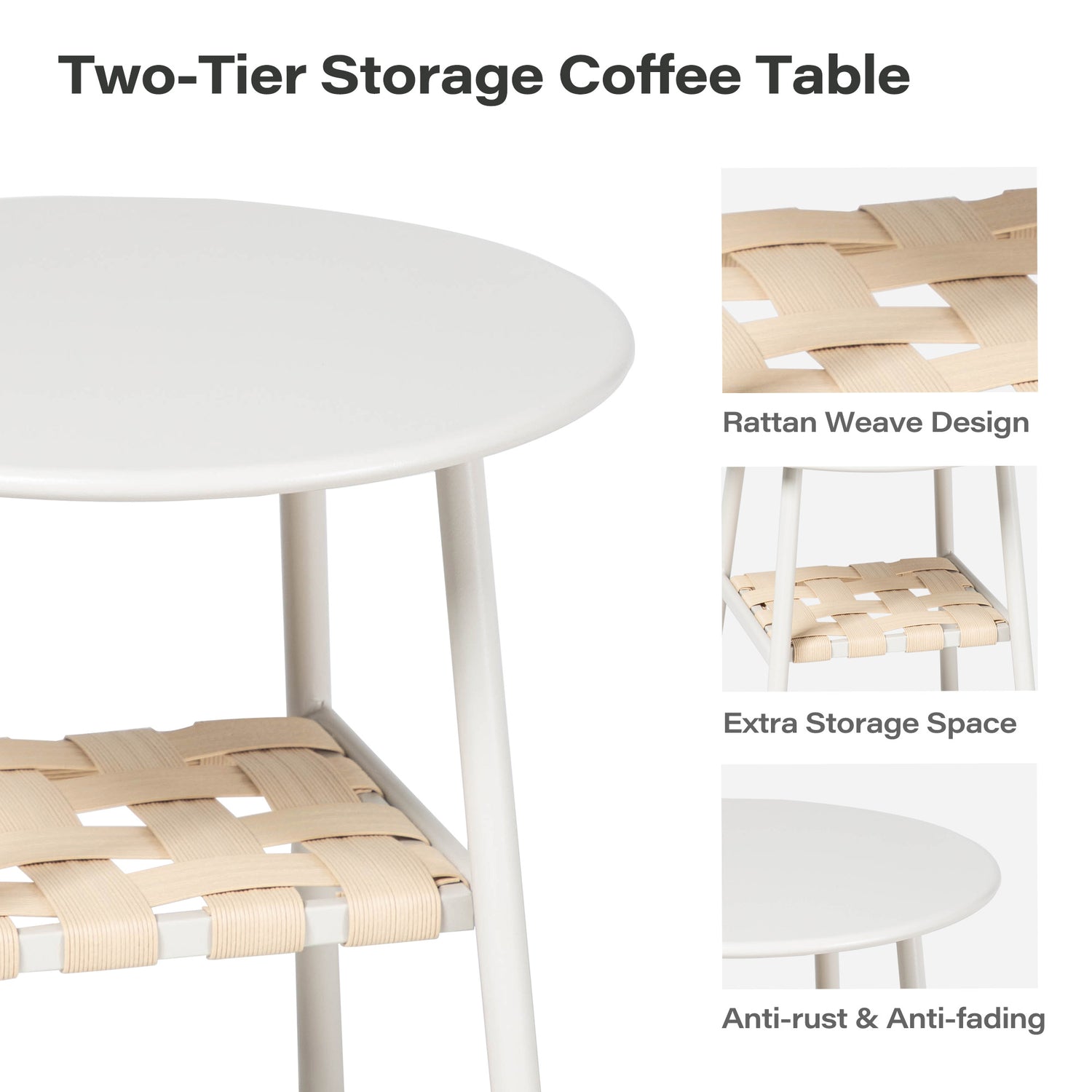 LAUSAINT HOME 3-Piece Outdoor Rocking Chair Set with High-Back