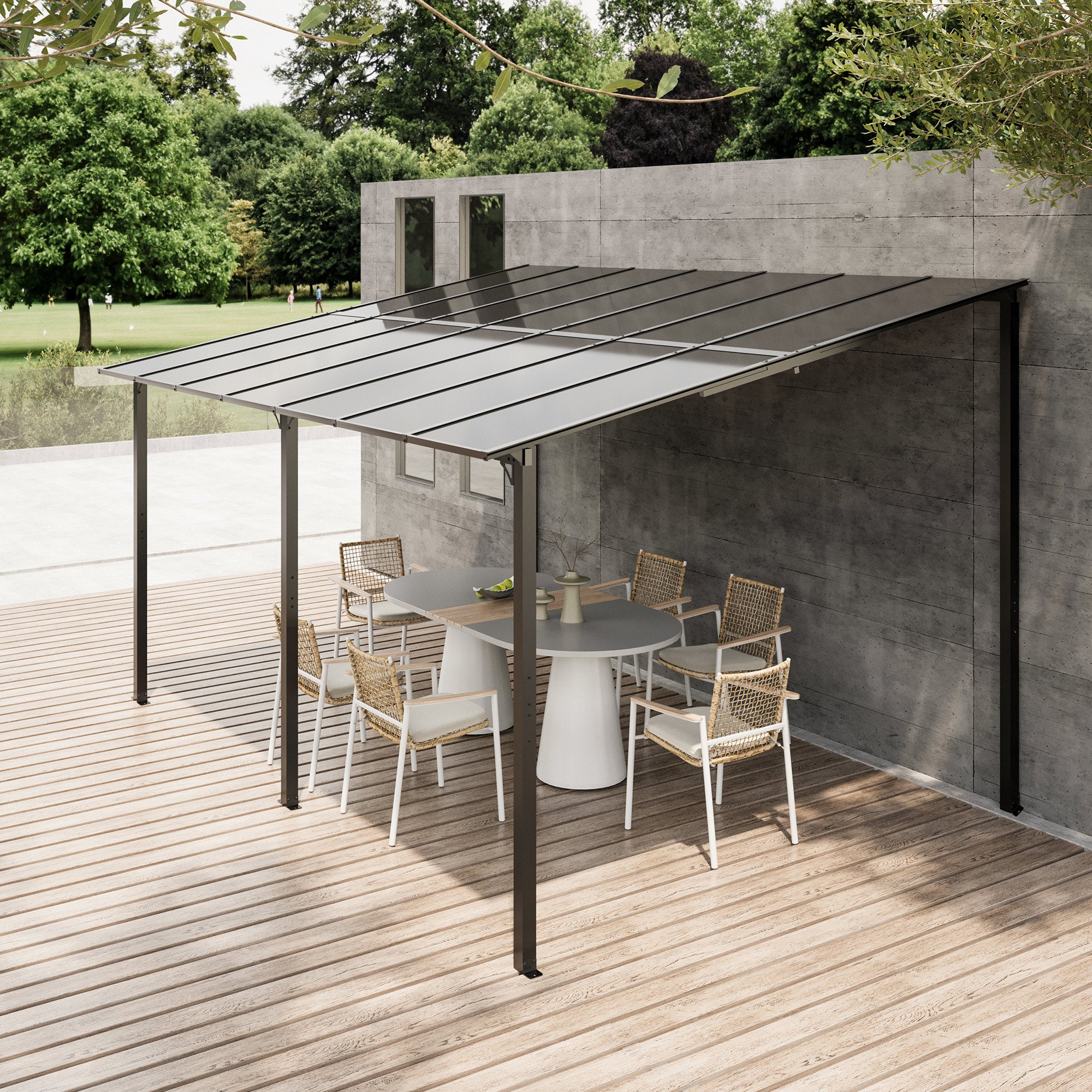 14 Ft. W x 10 Ft. D Aluminum Hardtop Pergola with Canopy