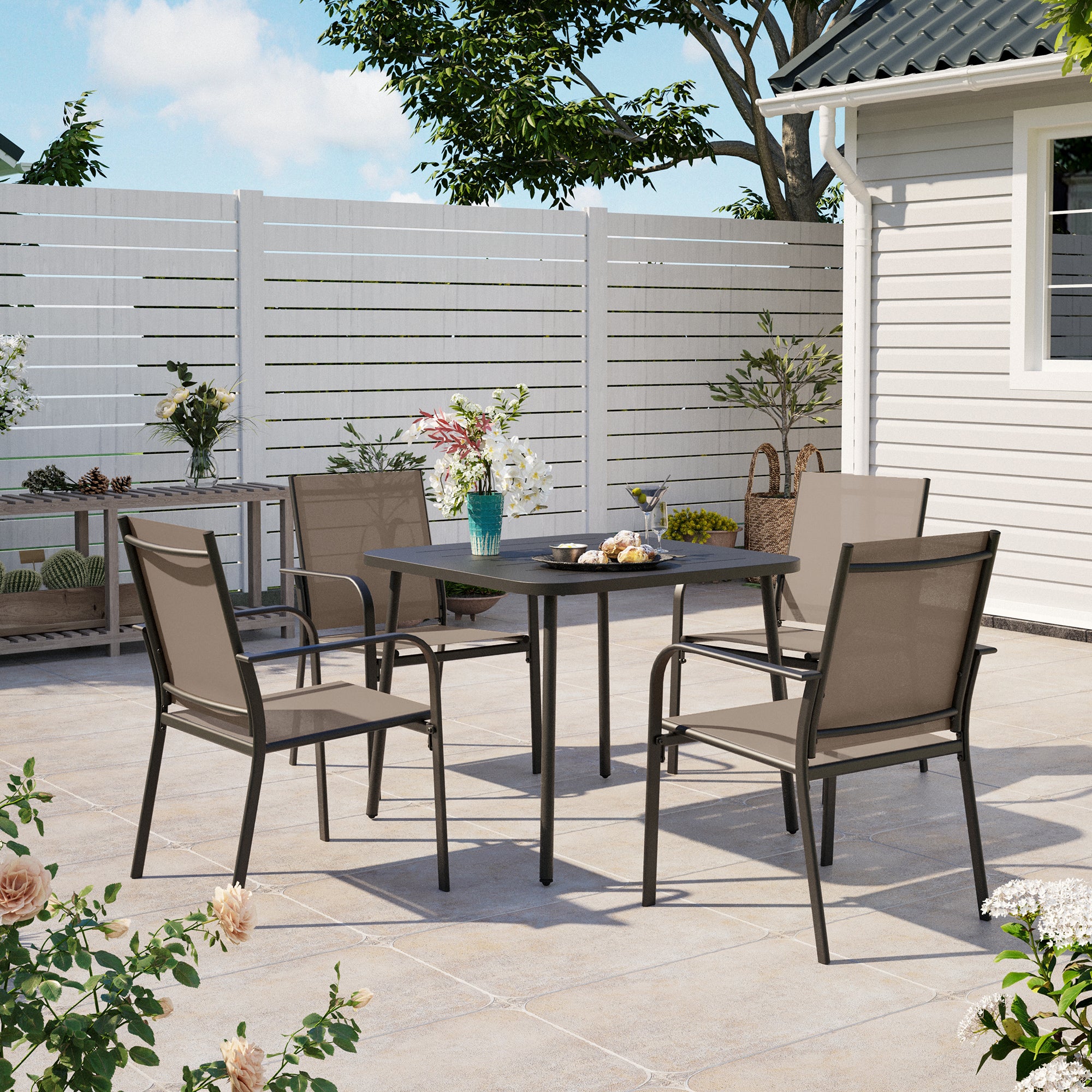 LAUSAINT HOME 5 Pieces Outdoor Textilene Dining Set