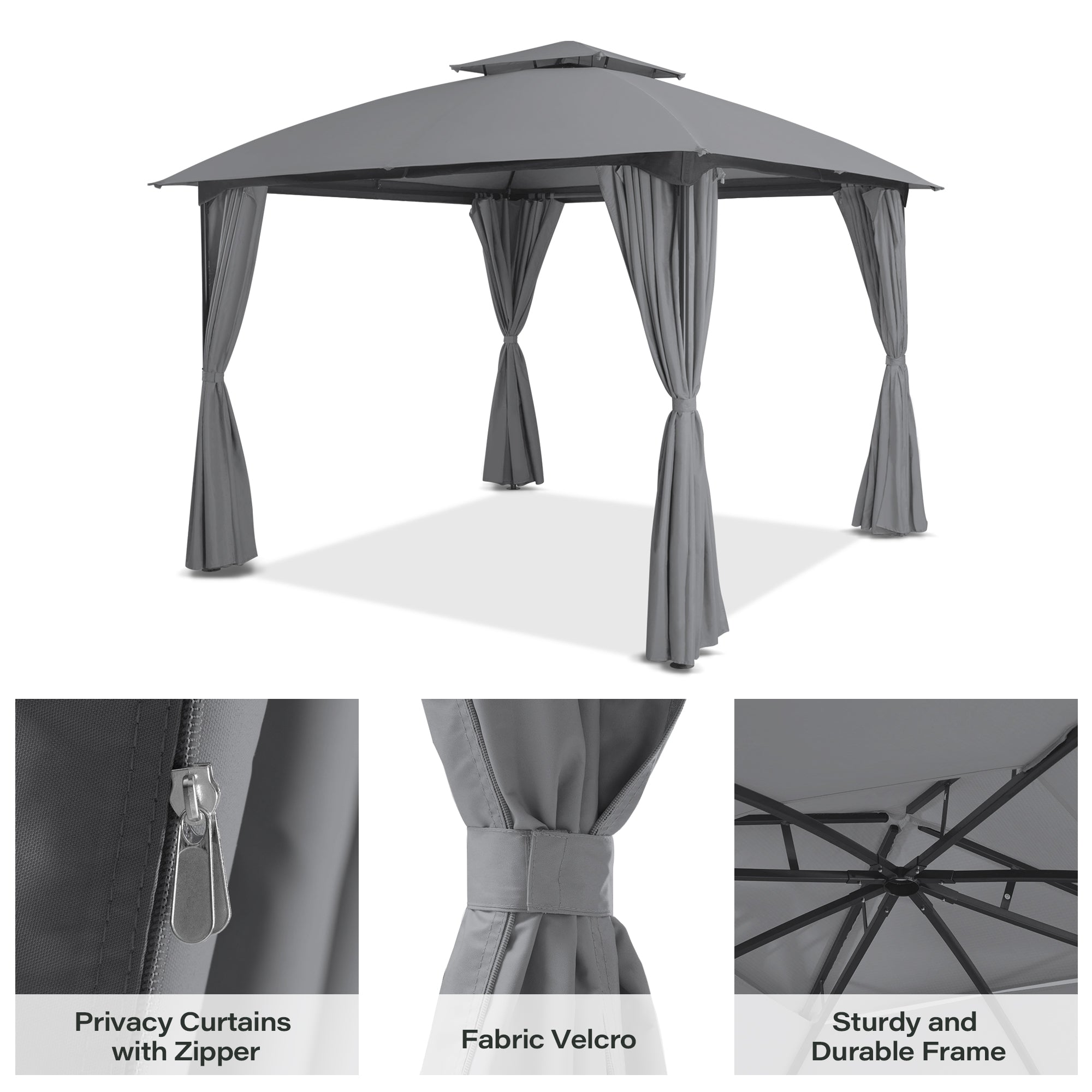 Lausaint Home 10 Ft. Iron Gazebo – Accessories & Canopy Cover