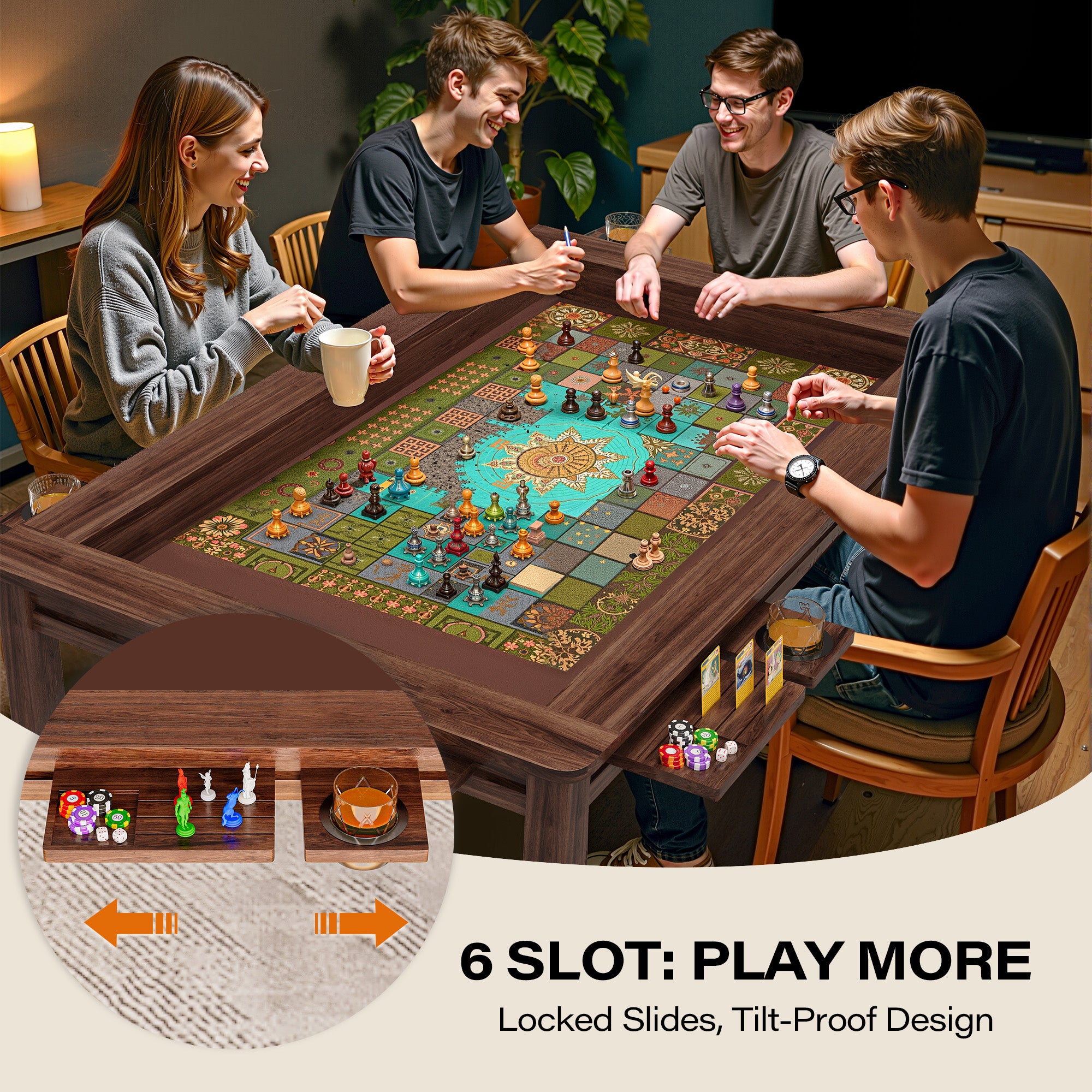 LAUSAINT HOME Board Game Table with Removable Table Top