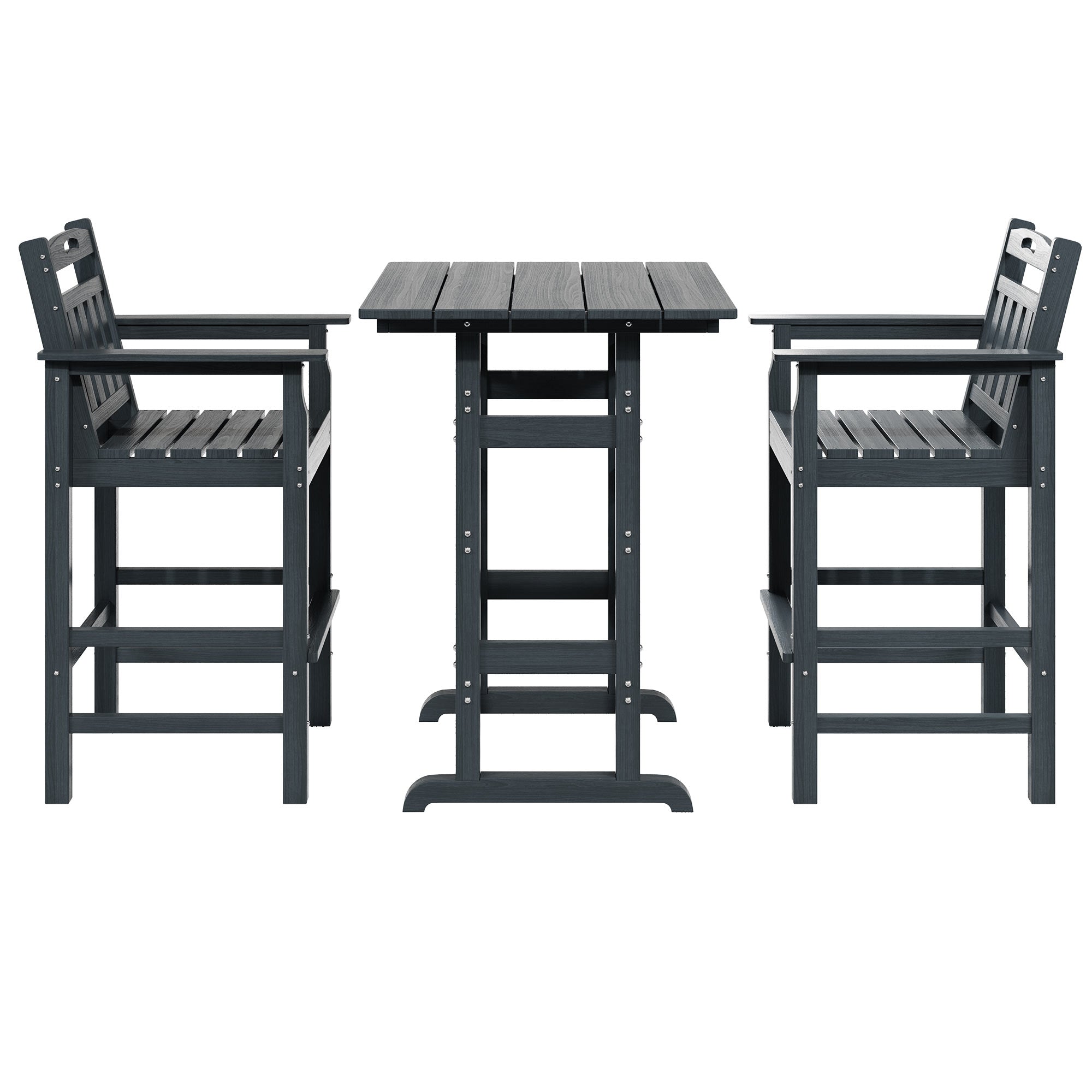 LAUSAINT HOME 3 Pieces HDPE Height Table and Adirondack Chairs Set