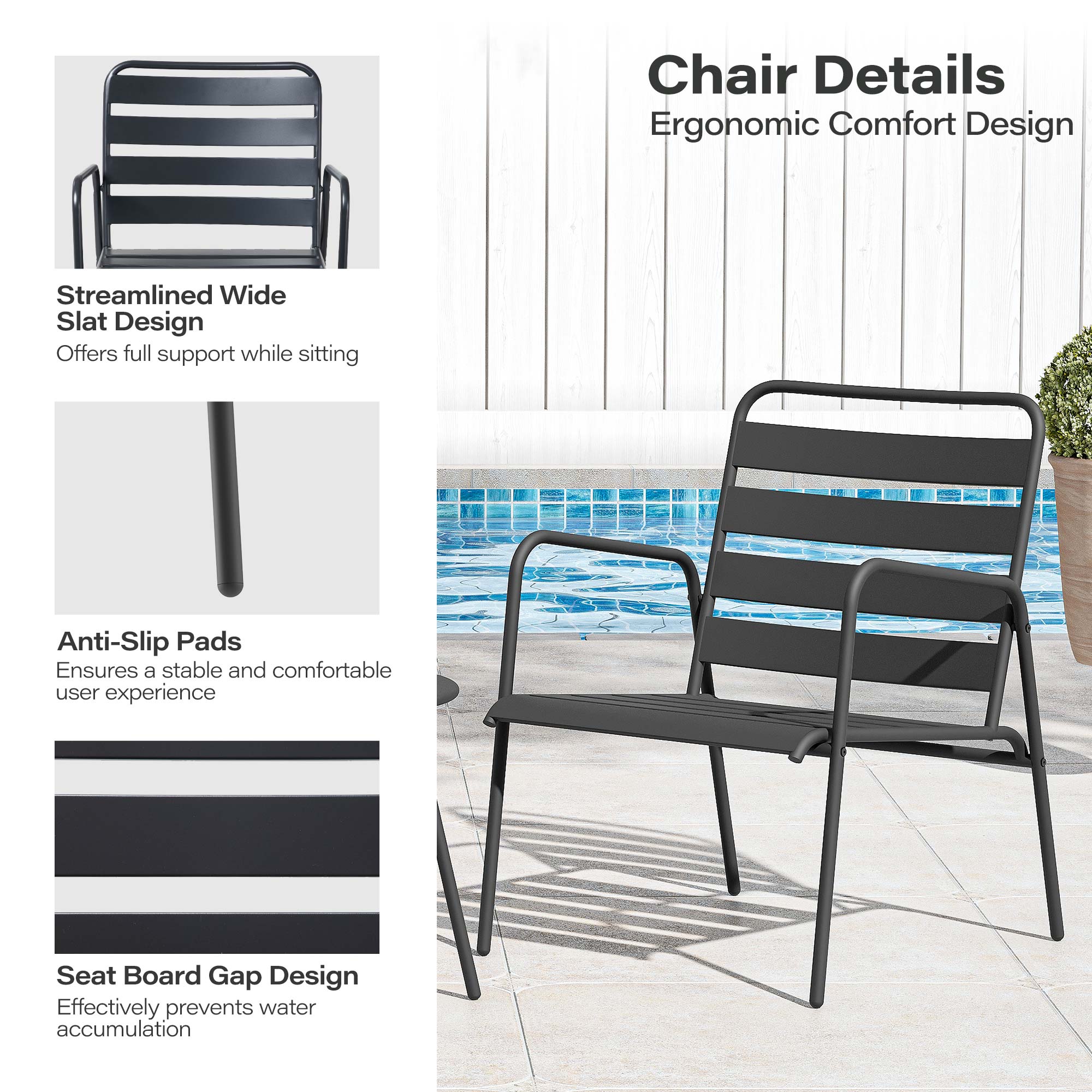 LAUSAINT HOME 3 Piece Patio Bistro Rattan Chair & Table Set