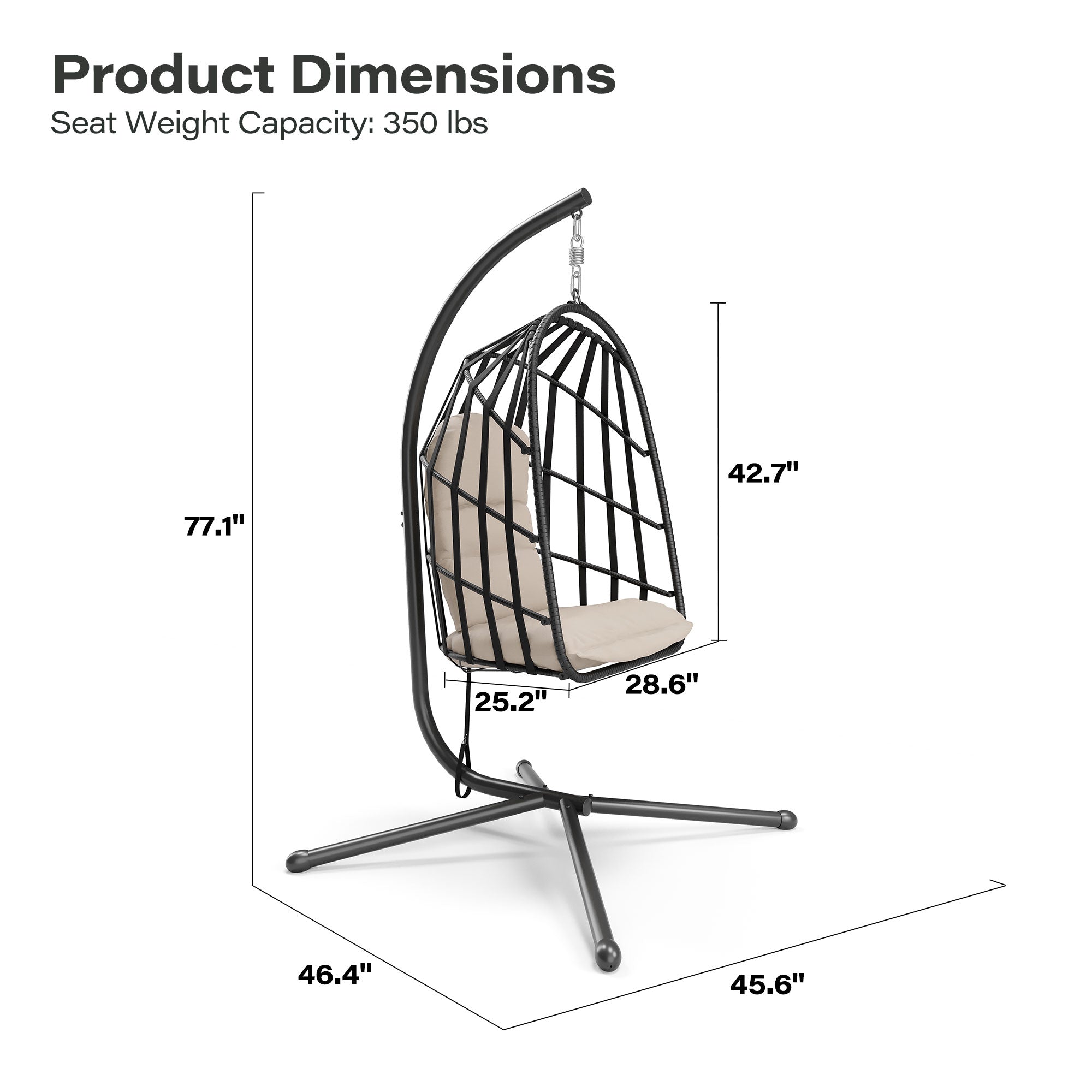 LAUSAINT HOME Outdoor Rattan Hammock Chair with Cushions and Stand