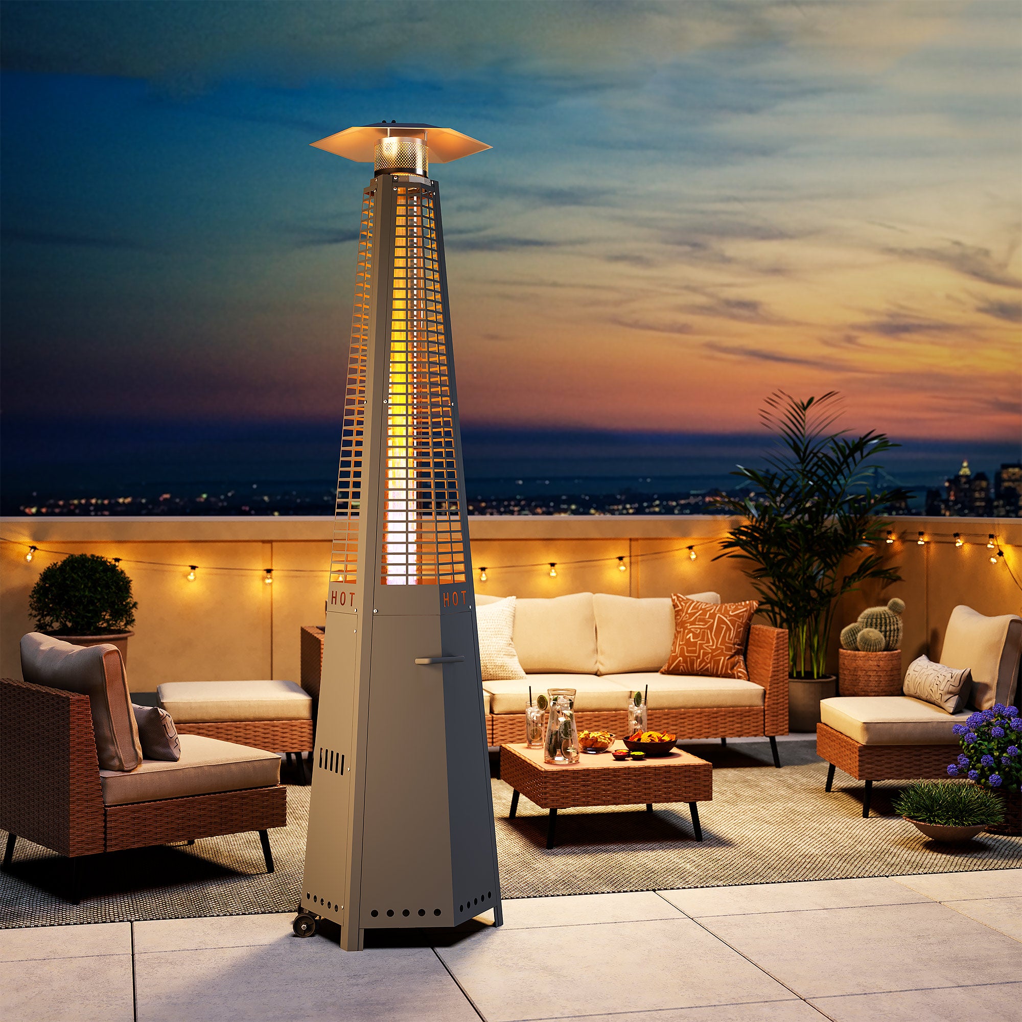 LAUSAINT HOME Pyramid Patio Heater, 48,000 BTU Outdoor Patio Heaters for Outdoor Use