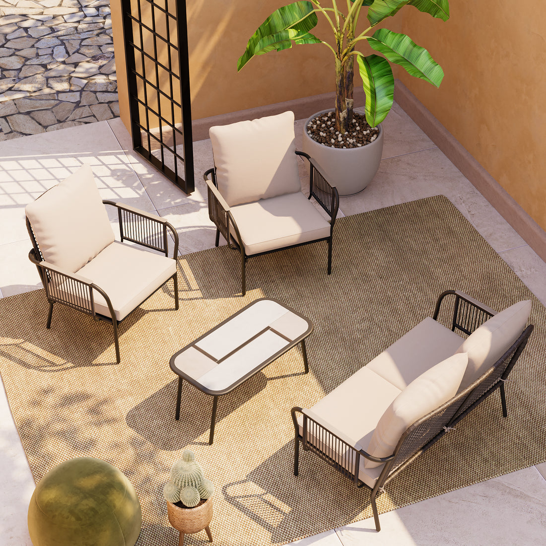 LAUSAINT HOME 4-Piece Quick Installation Outdoor Patio Set