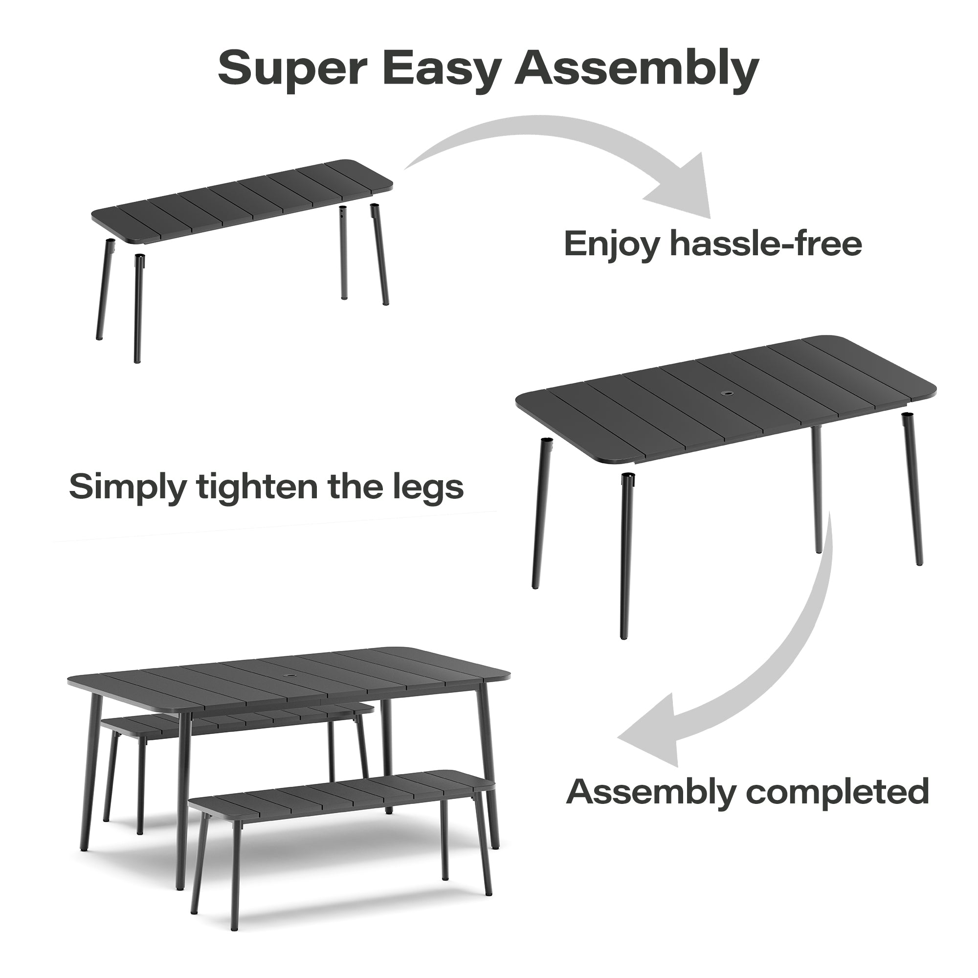 LAUSAINT HOME Outdoor Patio Dining Set with Chairs and Benches