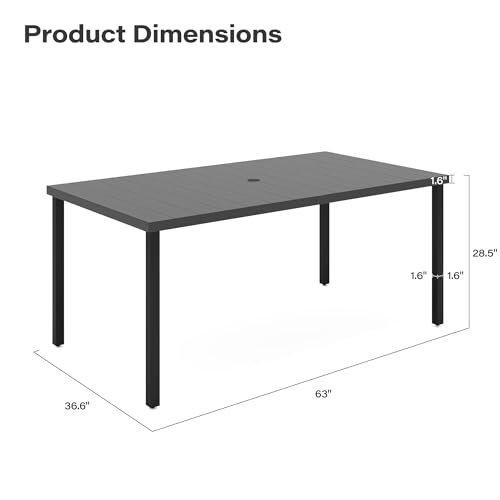 LAUSAINT HOME Outdoor Dining Table for 4, Square Table with Umbrella Hole