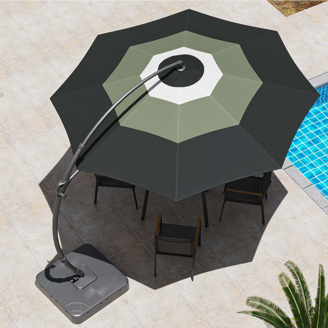 LAUSAINT HOME 11 FT Gradient Patio Cantilever Umbrella with Base Included, Heavy Duty Outdoor Umbrellas for Patio for Market, Pool, Garden, Backyard