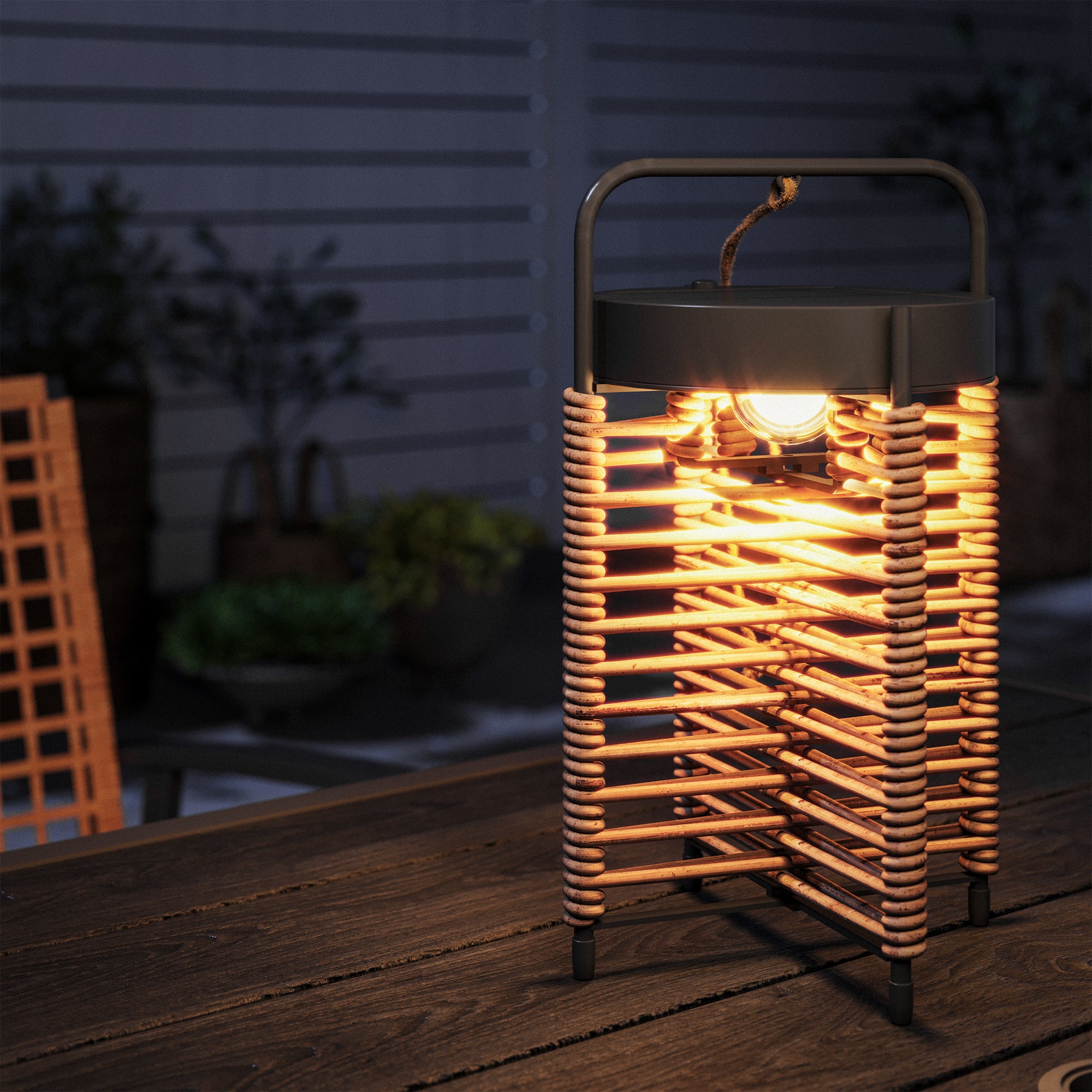 LAUSAINT HOME 3-piece Wicker Bistro Set with Outdoor Solar Table Lamp