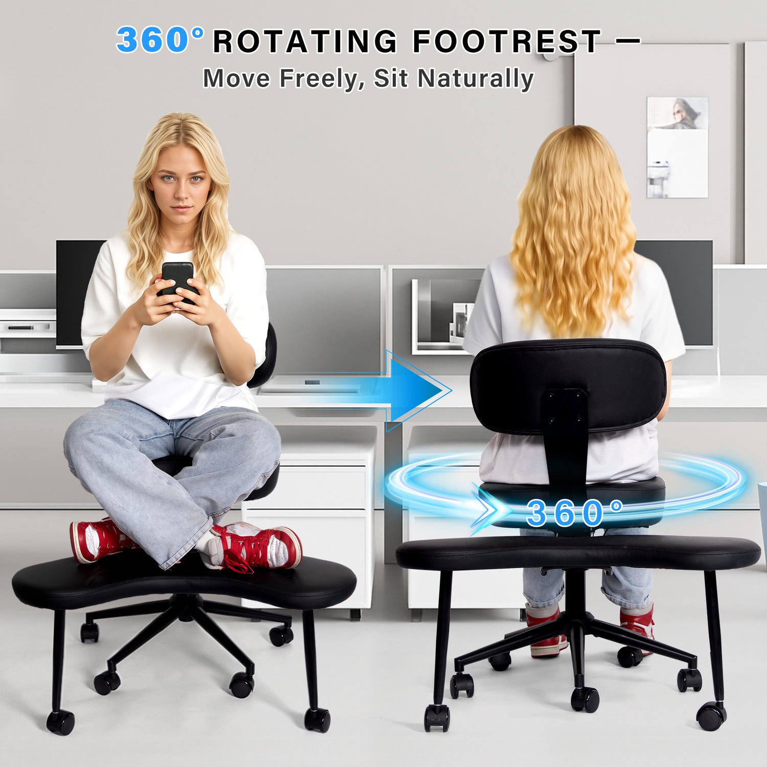 LAUSAINT HOME Meditation Yoga Chair with Wheels, ADHD Chair For Adults With Adjustable Back Support