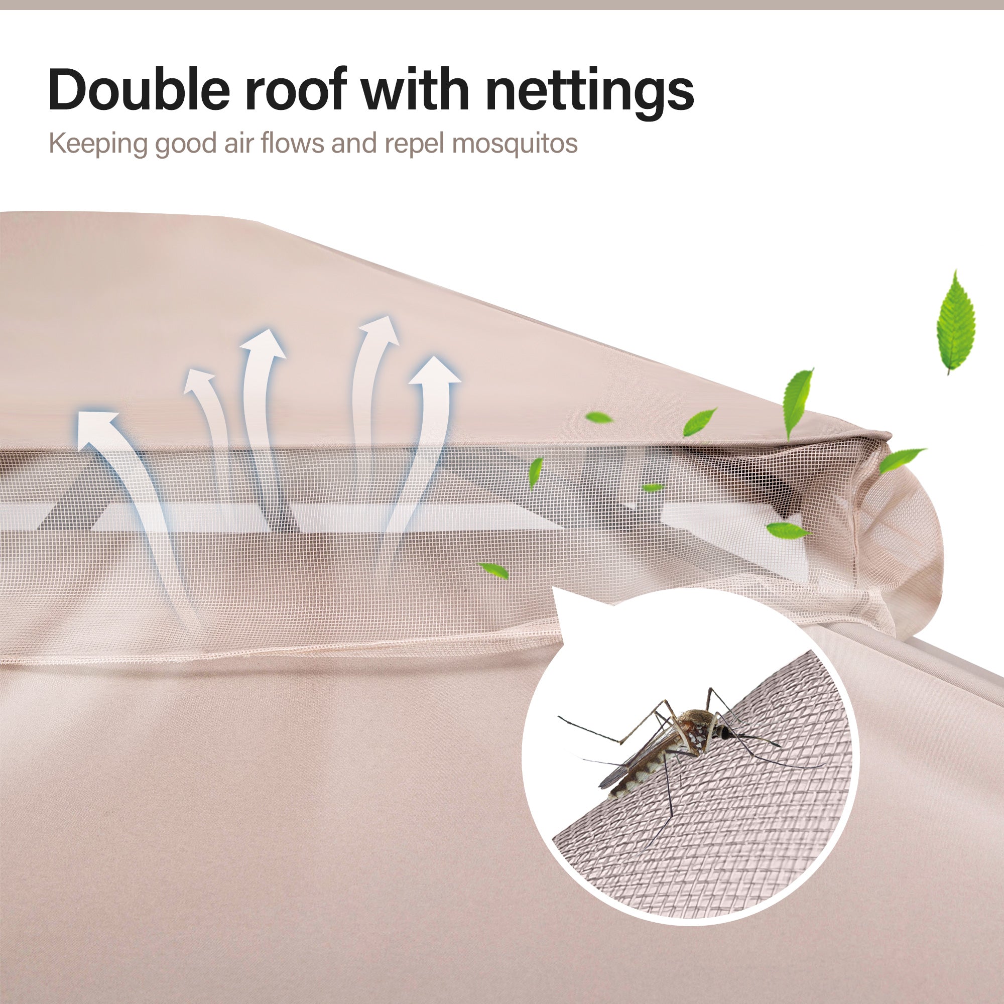 LAUSAINT HOME Patio Gazebo with Mosquito Mesh, Outdoor Gazebo Ventilated Double-Roof Design