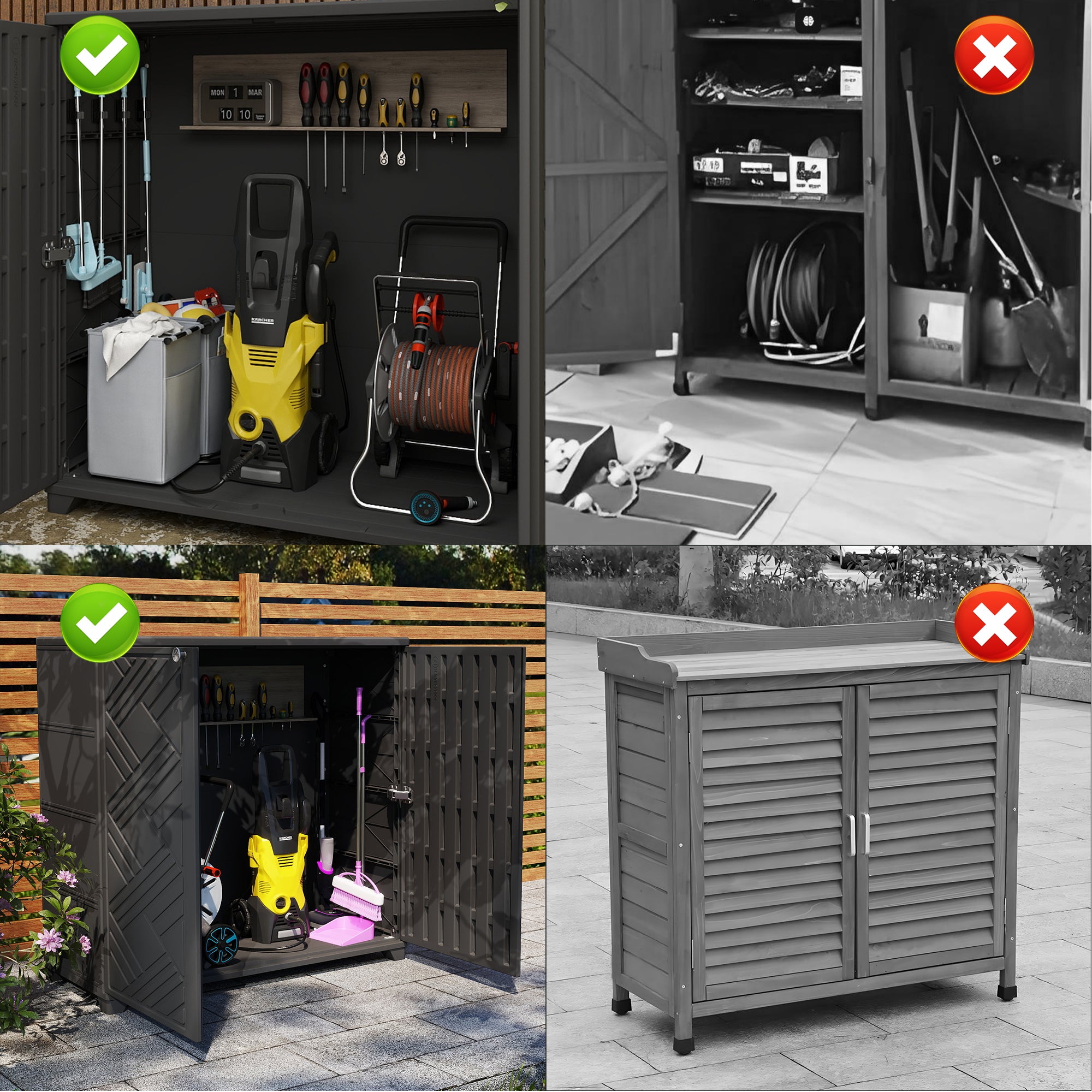 LAUSAINT HOME Decksplore Outdoor Storage Shed Weather Resistance, Horizontal Outdoor Storage Box Cabinet (No Shelves)