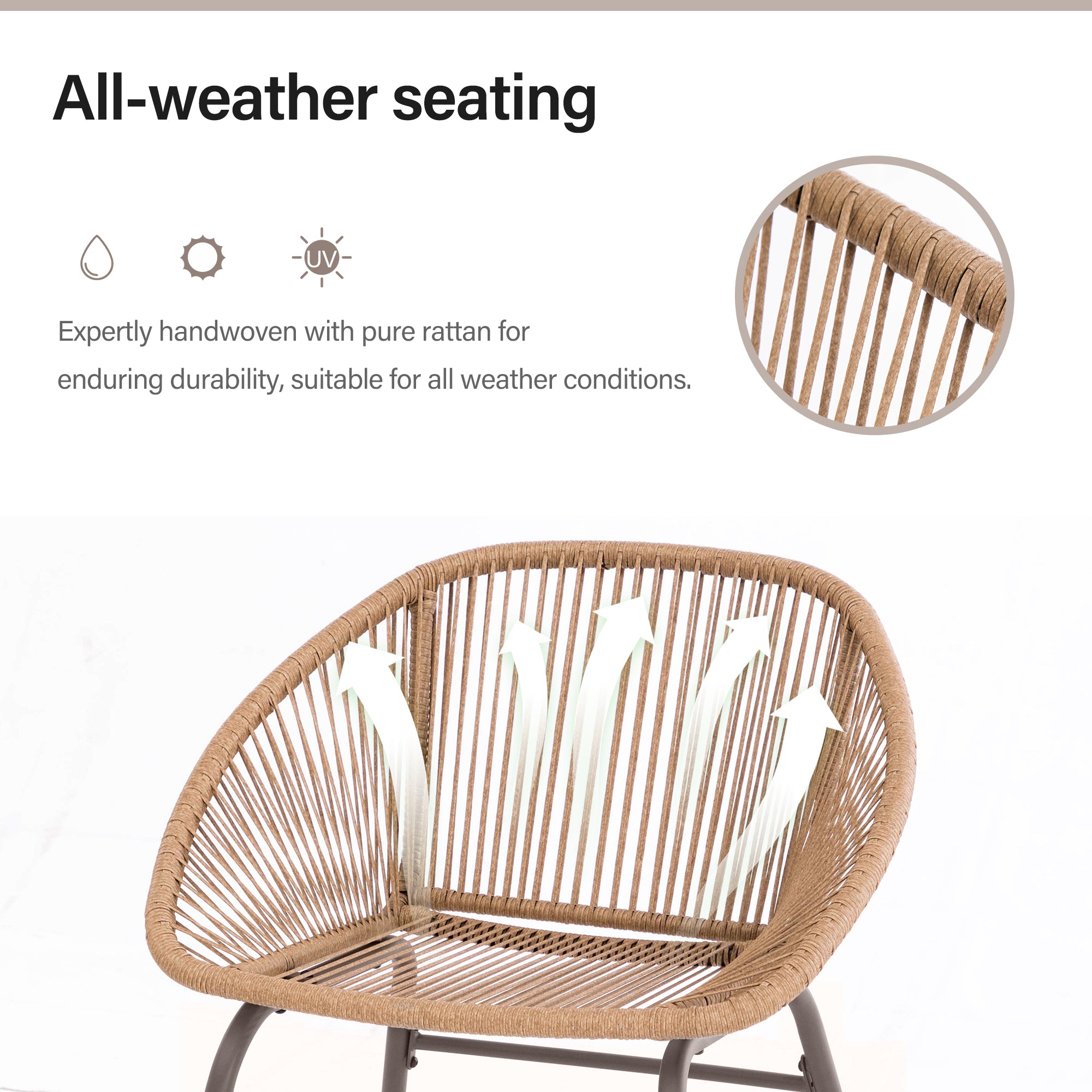 LAUSAINT HOME 4 Pieces Rope Woven Patio Conversation Set