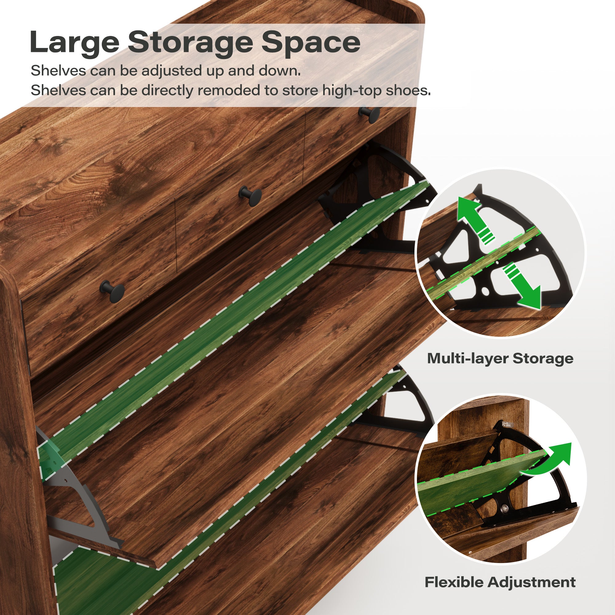 LAUSAINT HOME Shoe Storage Cabinet with Drawers